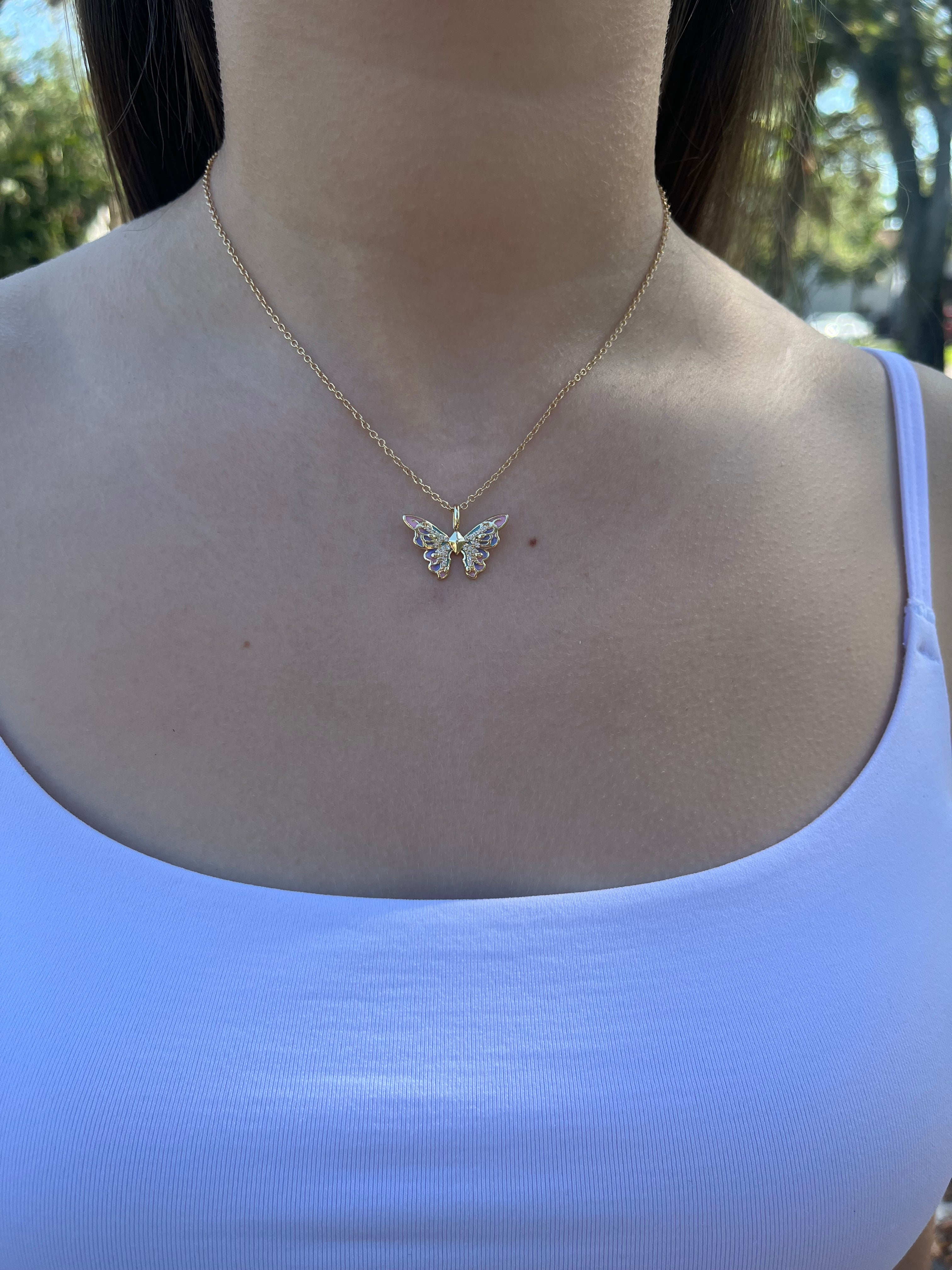 Butterfly Necklace, Real 18K Gold Plated