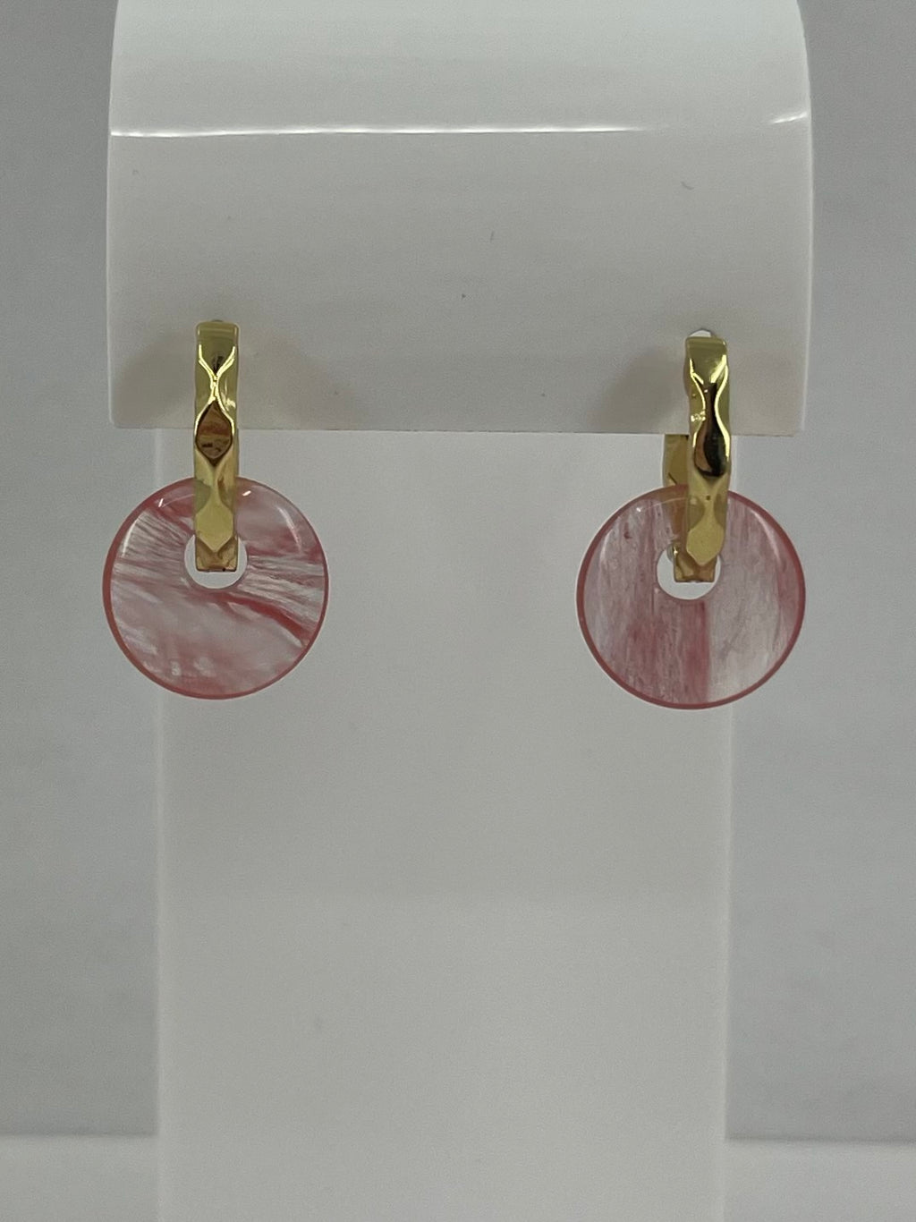 Cherry quartz donut Earrings,18K Gold Plated