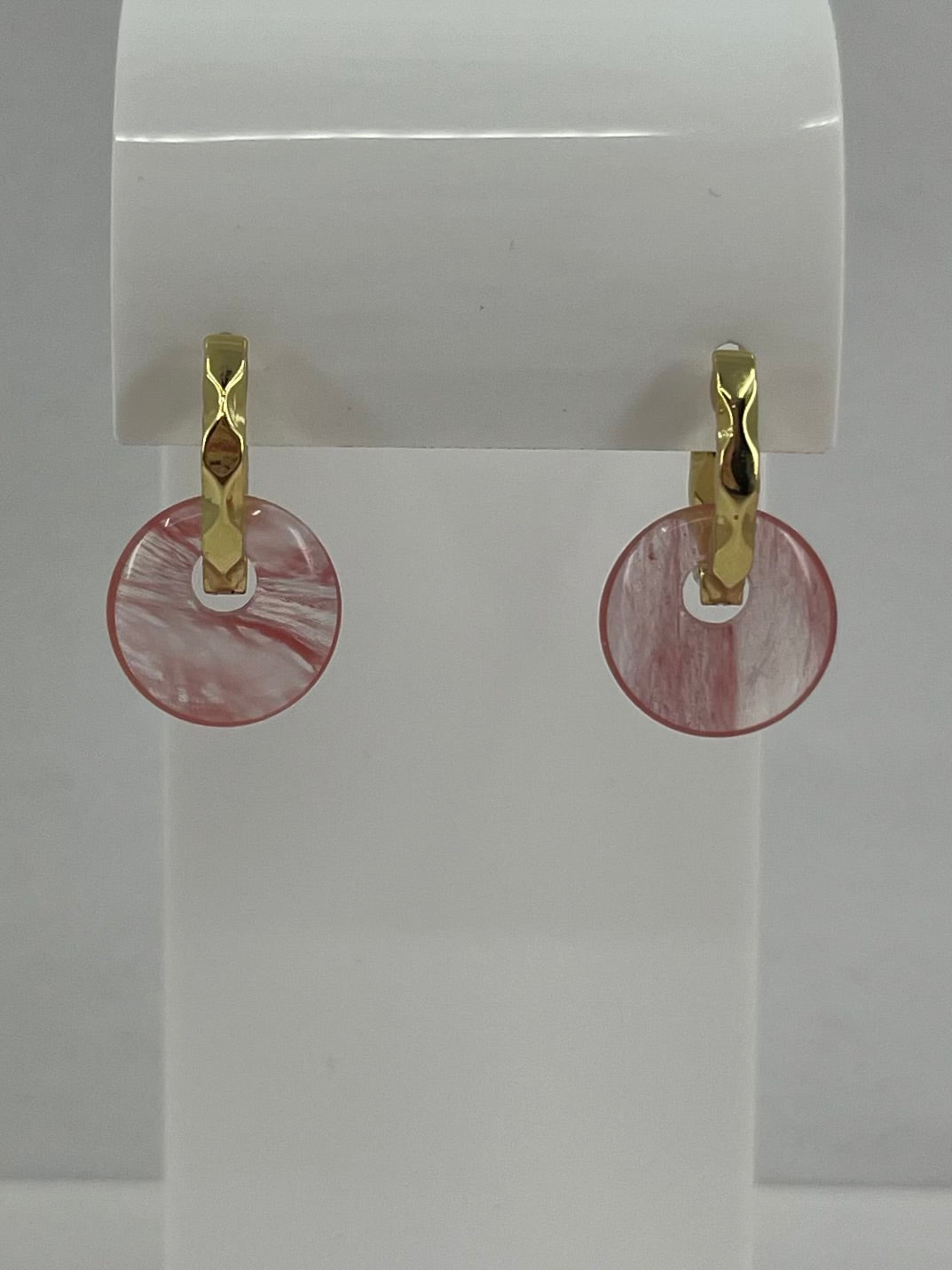 Cherry quartz donut Earrings,18K Gold Plated