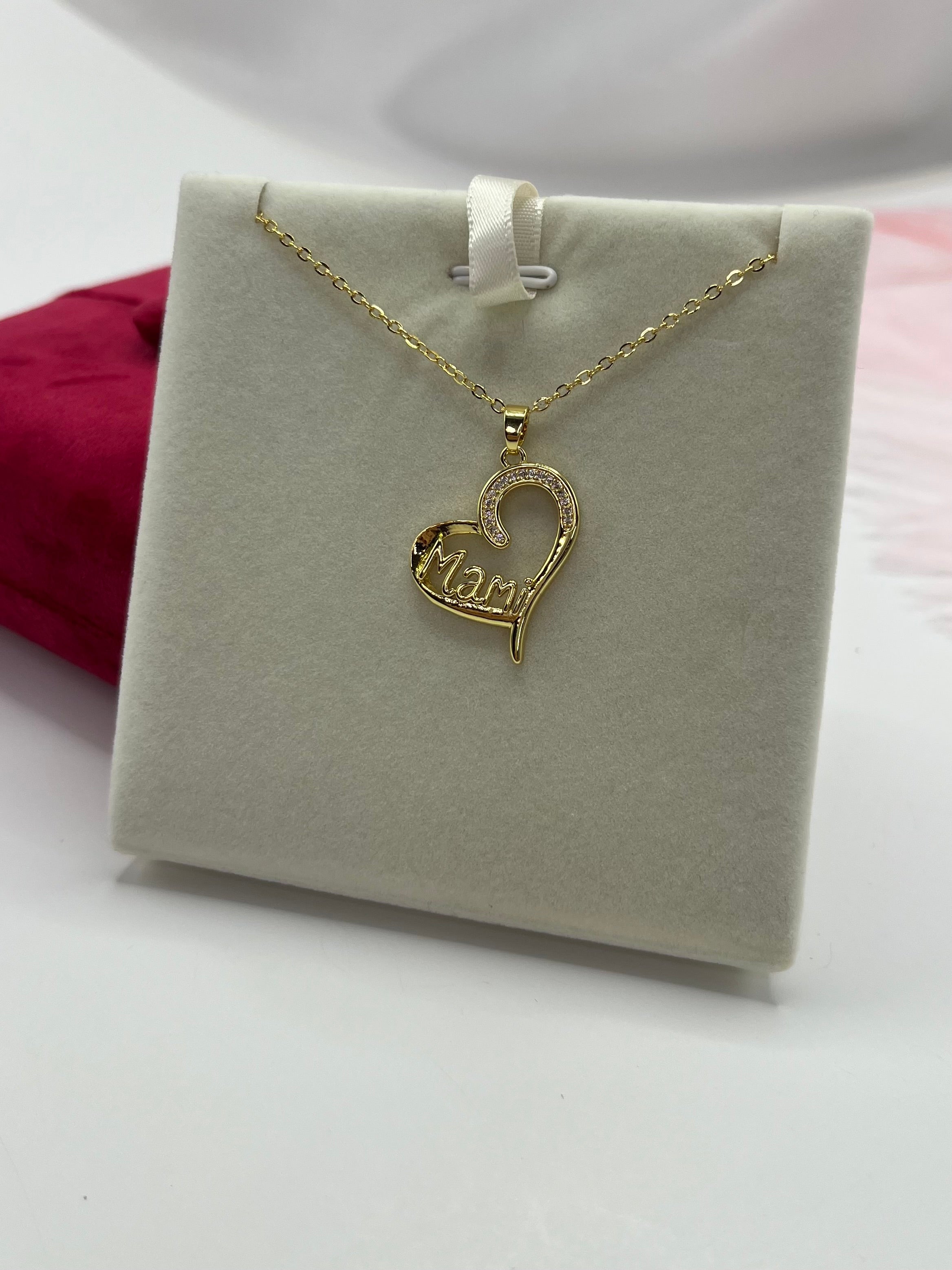 Mothers Necklace, Heart pendant  Real 18K Gold Plated