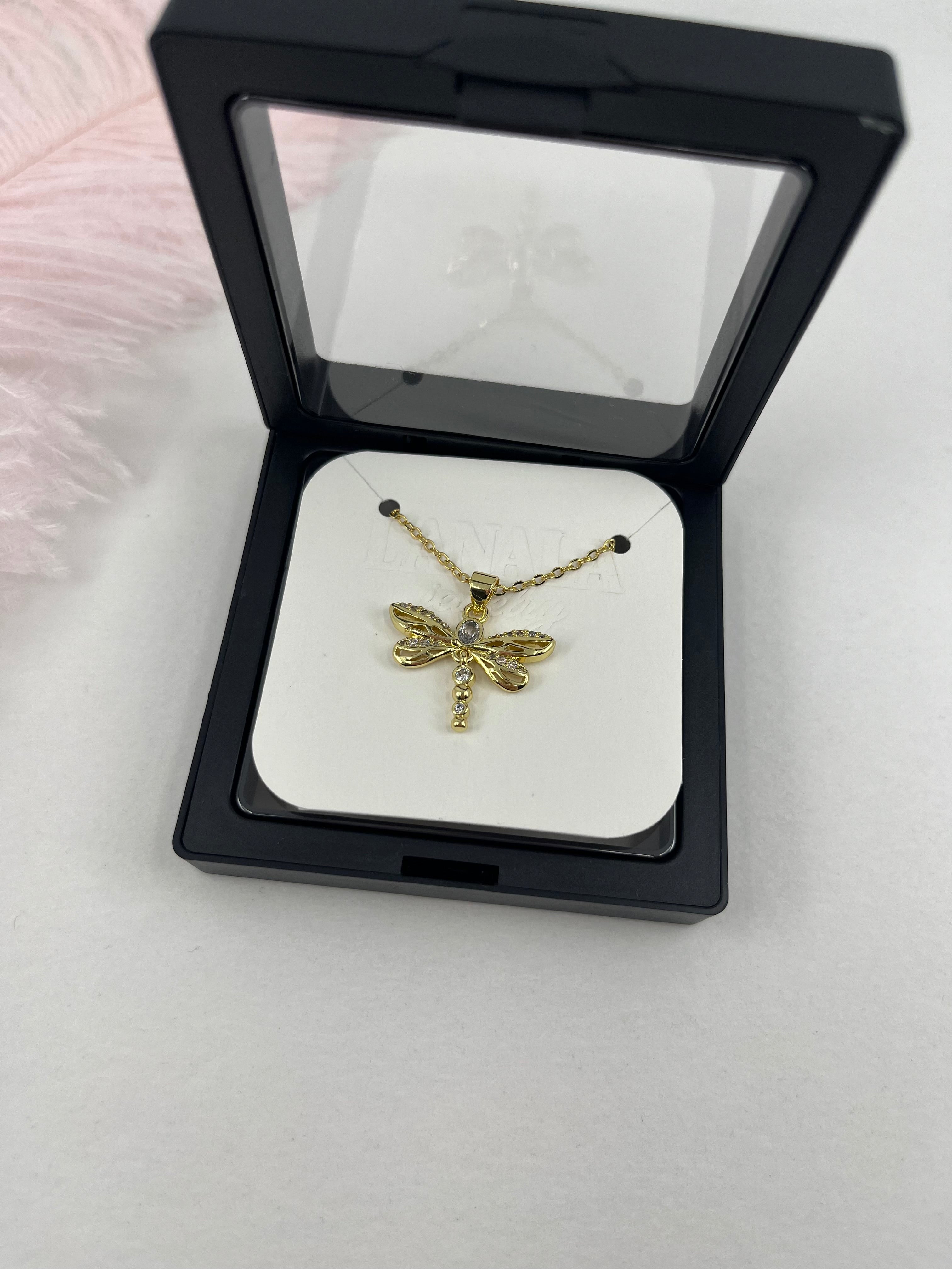 Dragonfly Choker Necklace, Real 18K Gold Plated