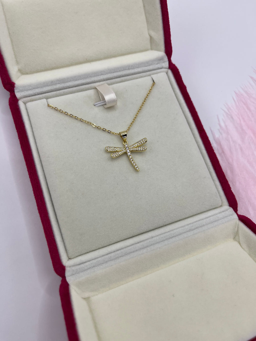 Dragonfly Necklace, pendant  Real 18K Gold Plated