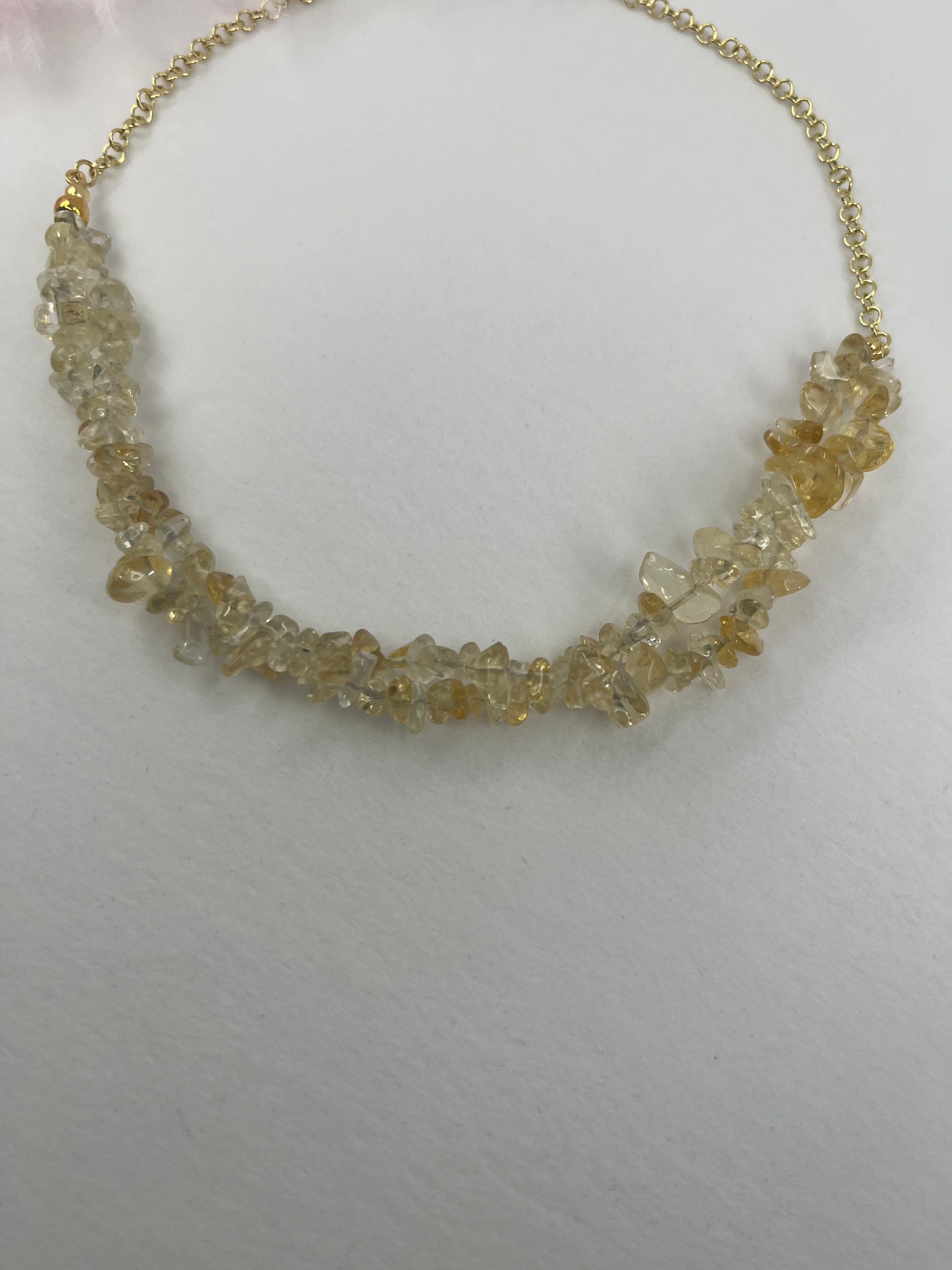 Natural Citrine Necklace, 18k gold plated