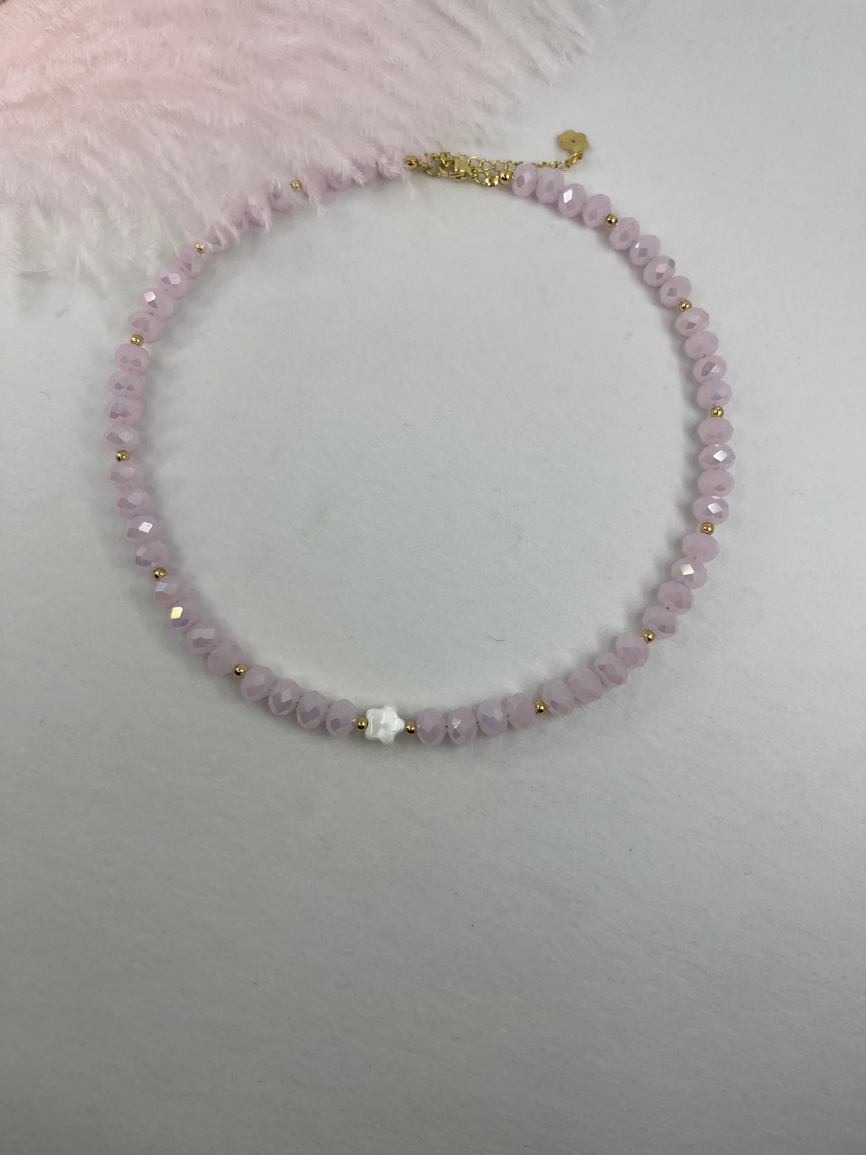 Pink Crystal Choker Necklace – 18K Gold Plated clasp