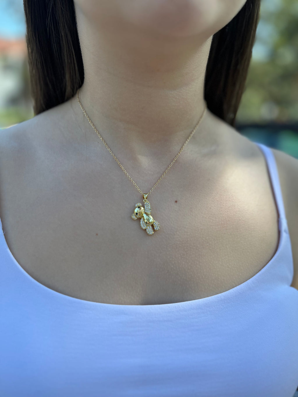 Teddy Bear Necklace, pendant  Real 16K Gold Plated