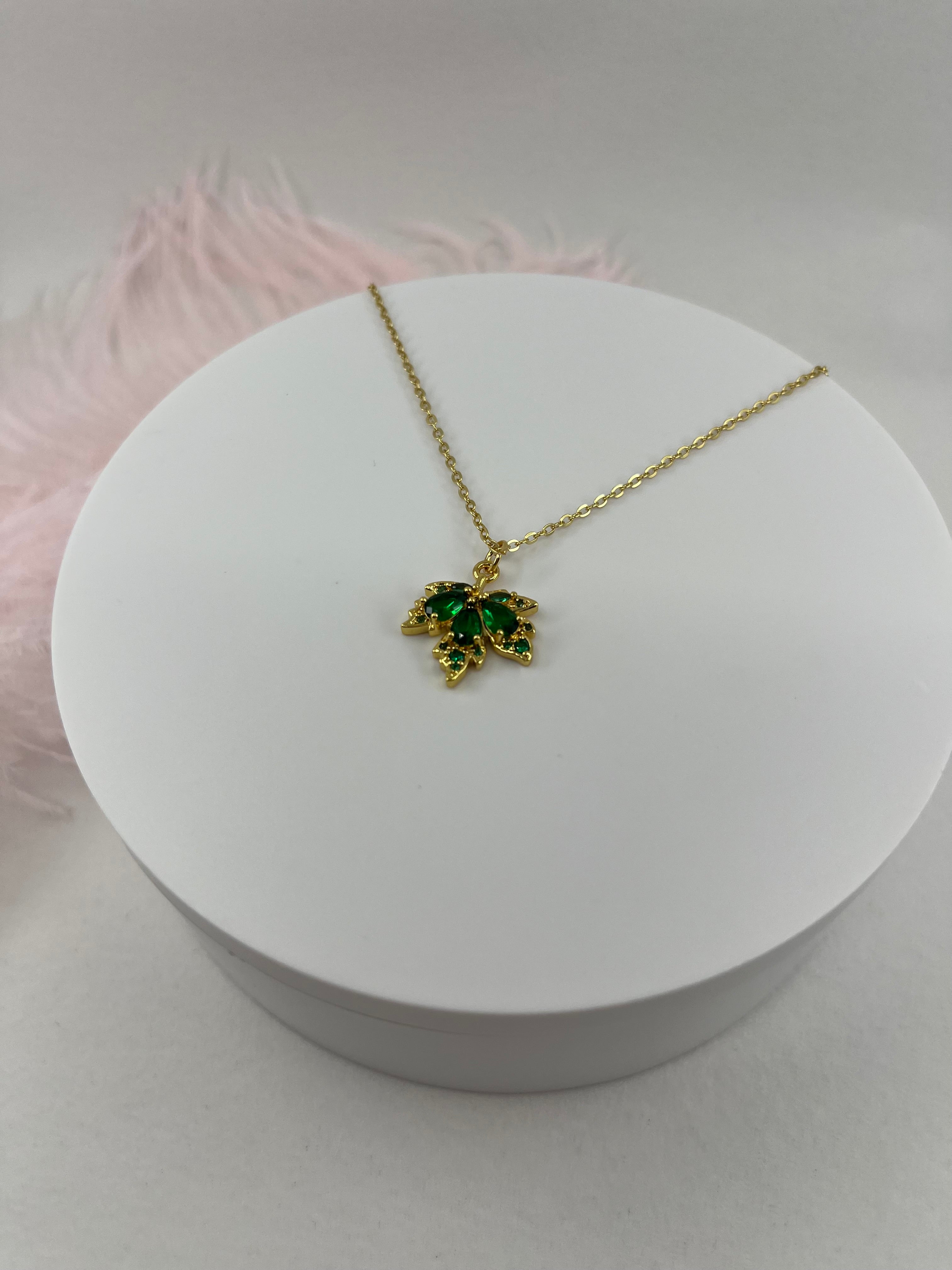 Necklace with 18K Gold maple leaf pendant