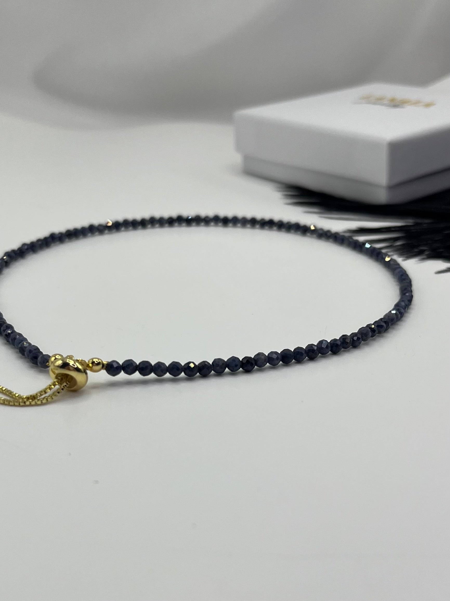 Sapphire Slider Y-Necklace, 18k gold plated