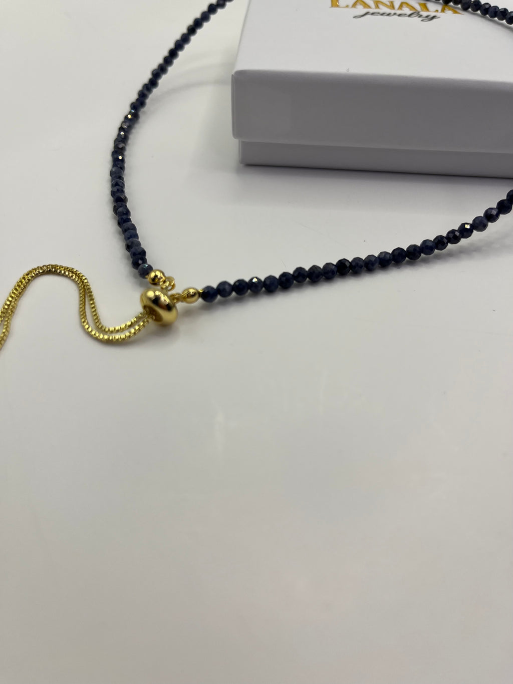 Sapphire Slider Y-Necklace, 18k gold plated