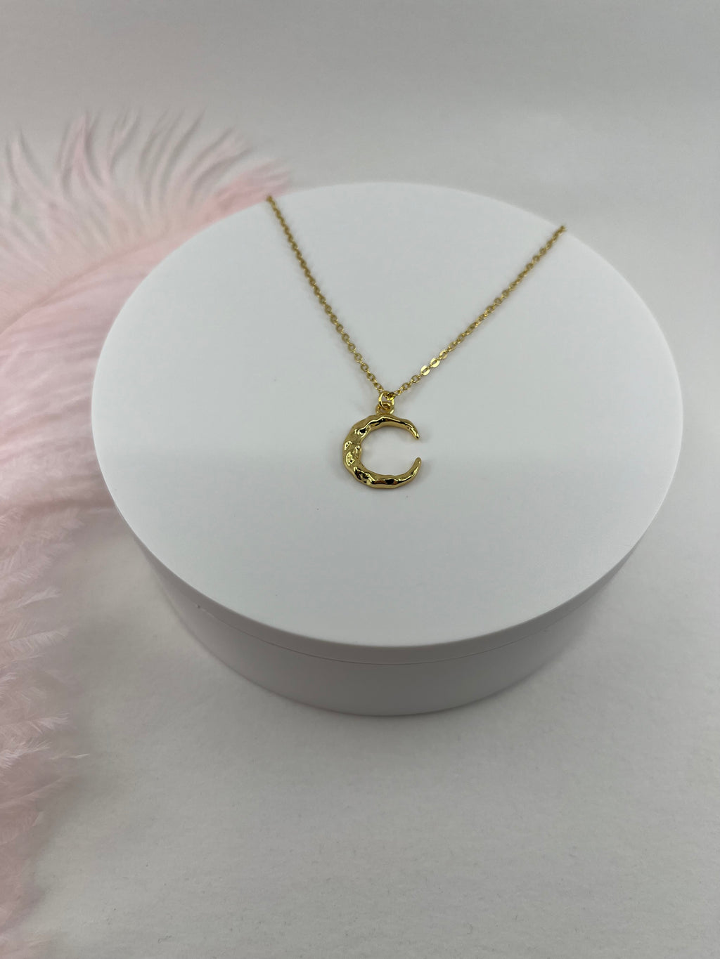 Crescent Moon Choker Necklace, Real 14K Gold Plated