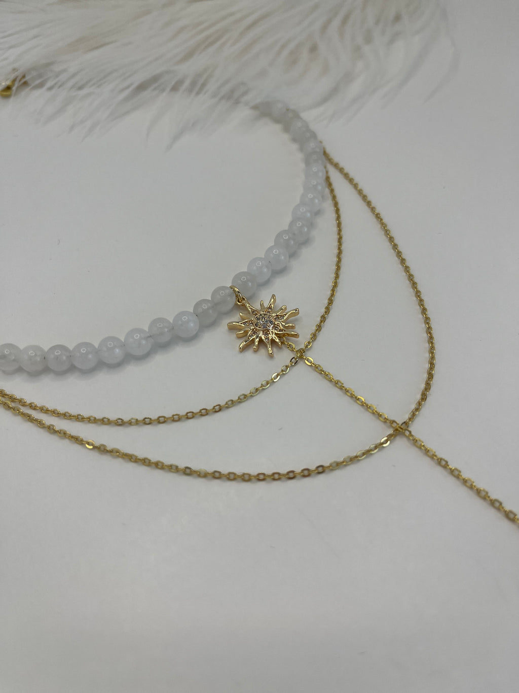 White Jade Y - Necklace Sun pendant – 18K Gold Plated