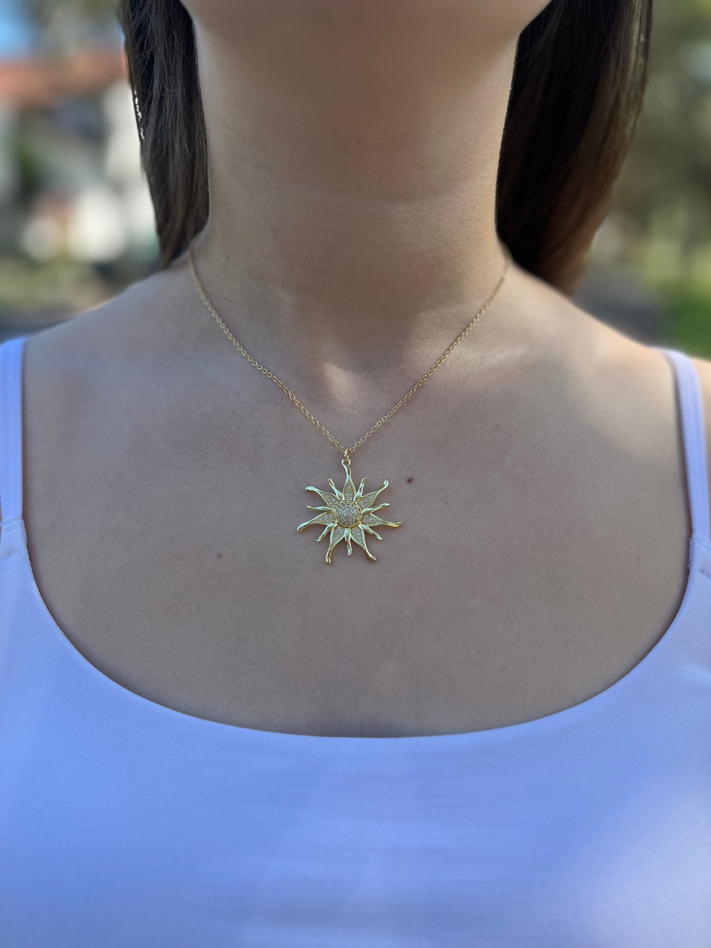 Sun Necklace, Real 18K Gold Plated
