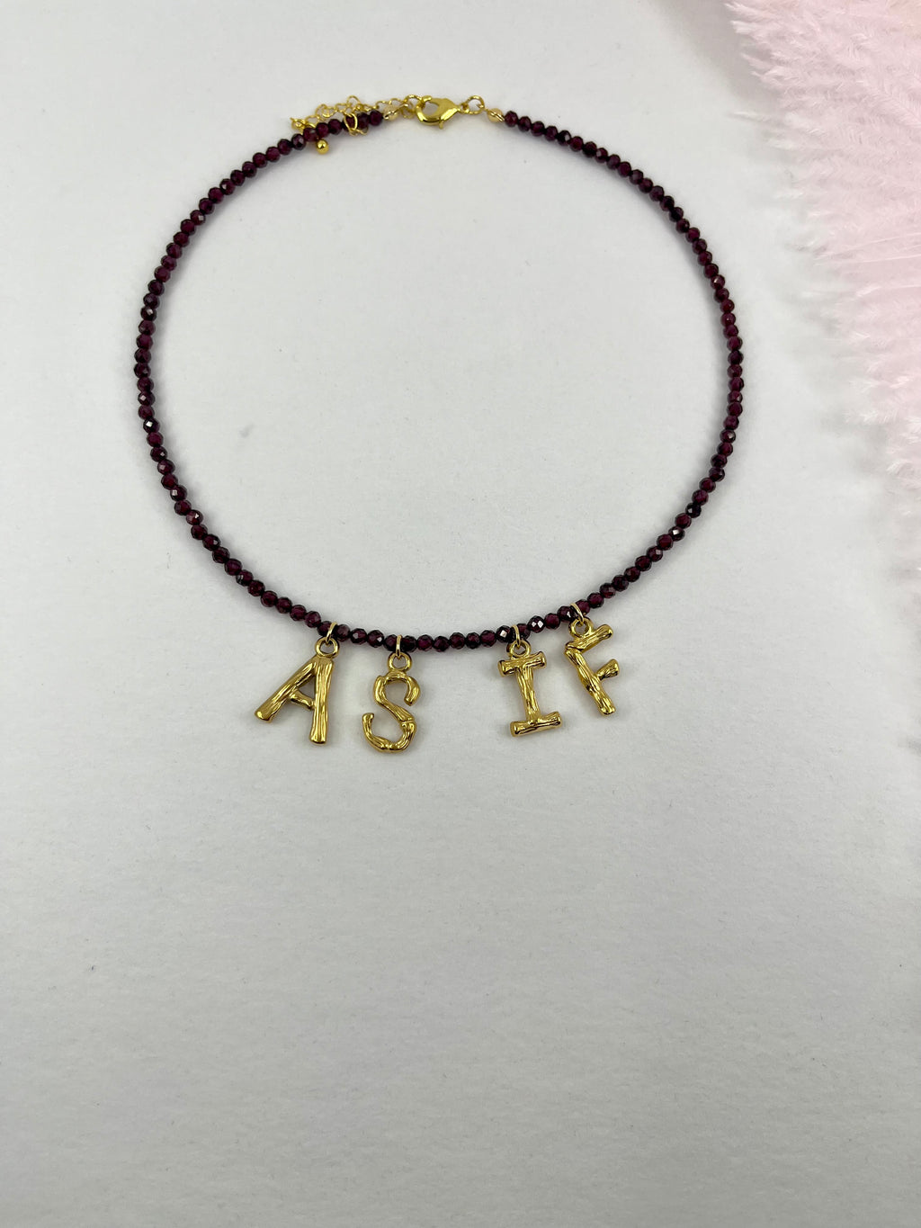 Natural Garnet choker with 18gold pendants AS IF