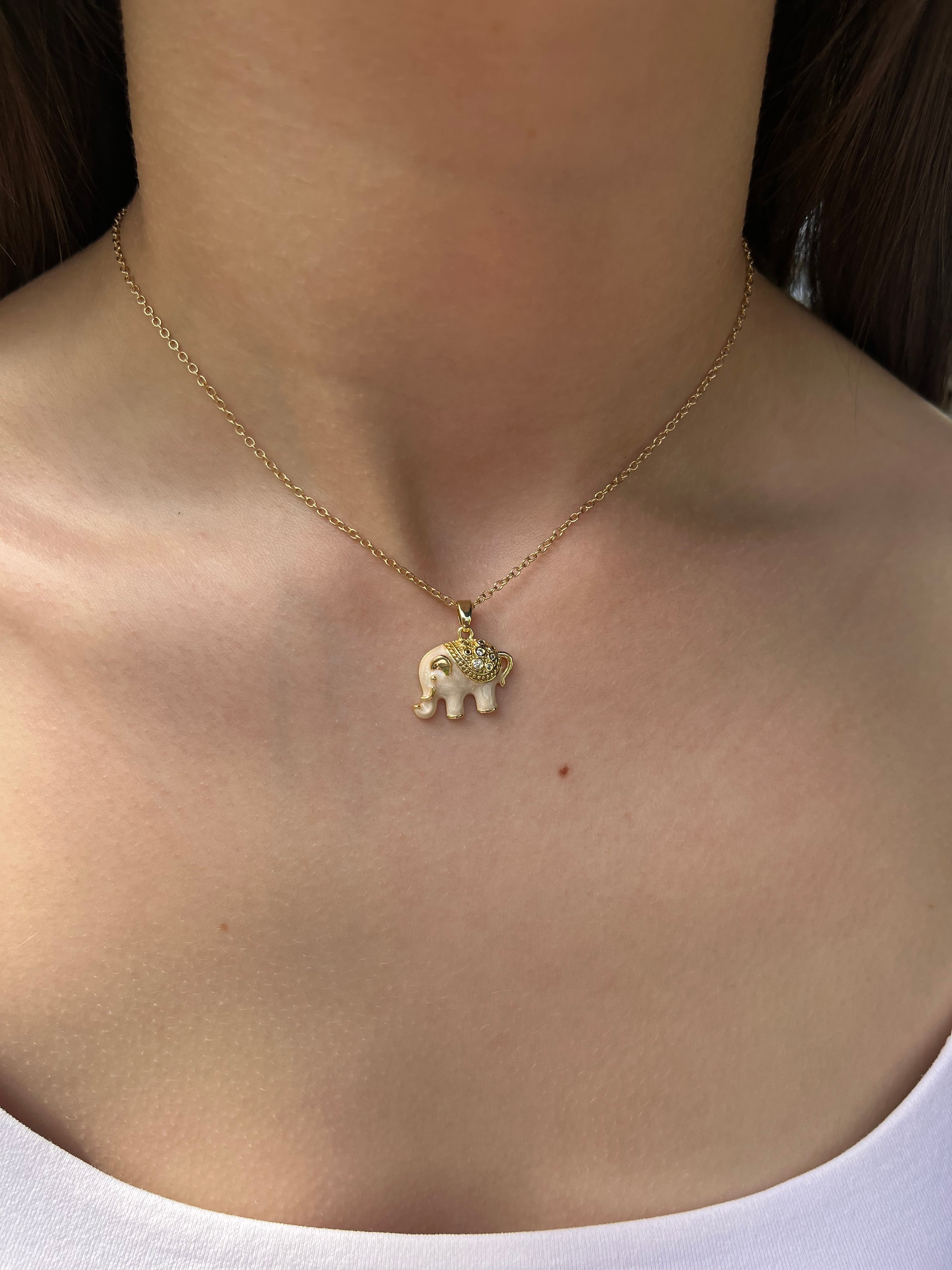 Elephant choker necklace, 18k gold plated