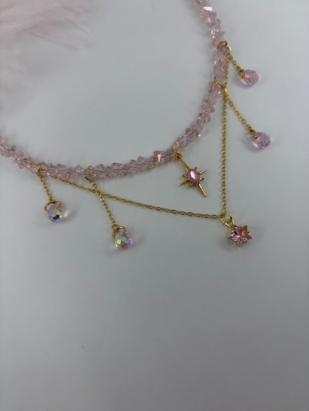 Handmade Crystal Star Necklace, 18K Gold Plated