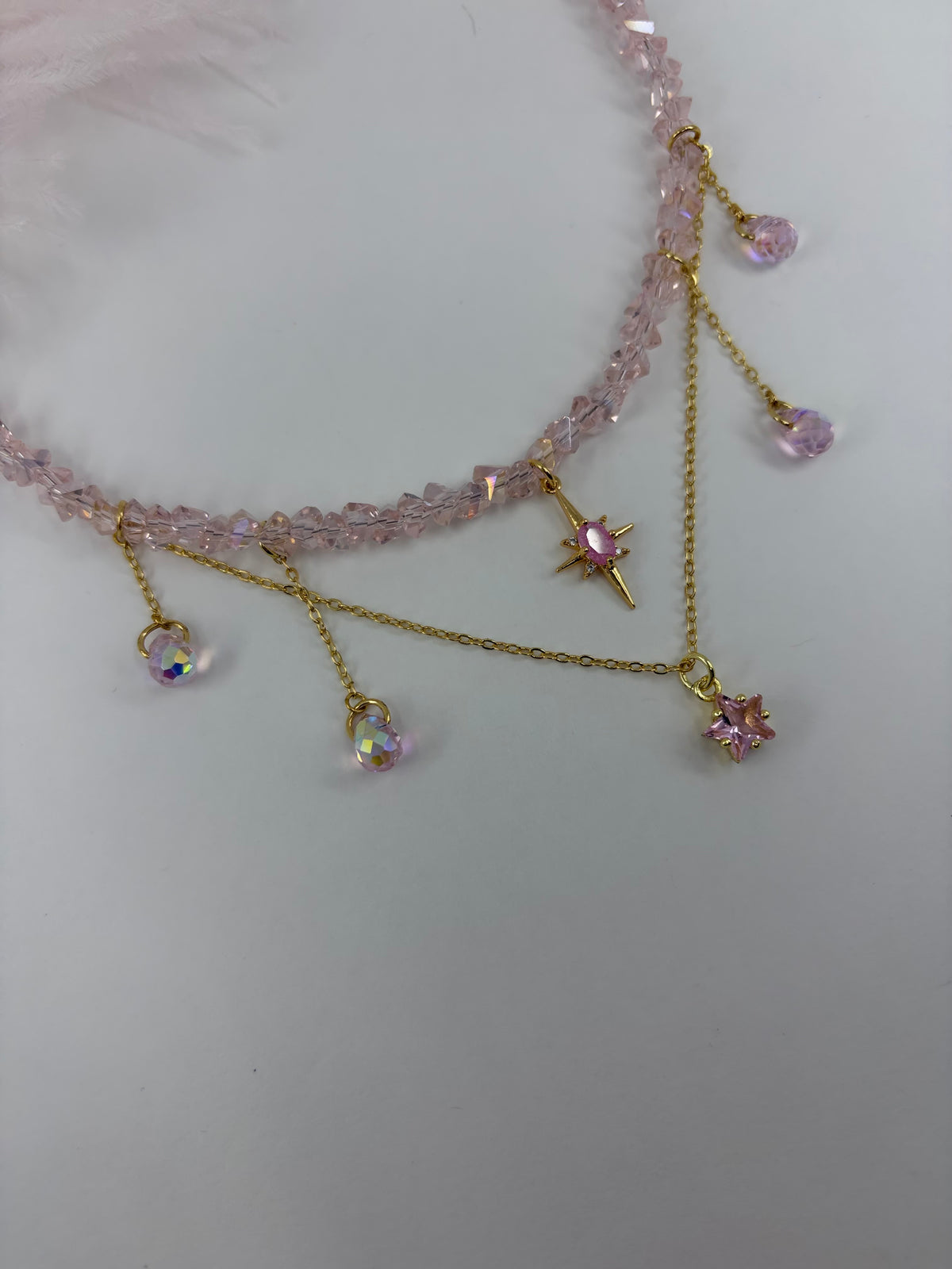 Handmade Crystal Star Necklace, 18K Gold Plated