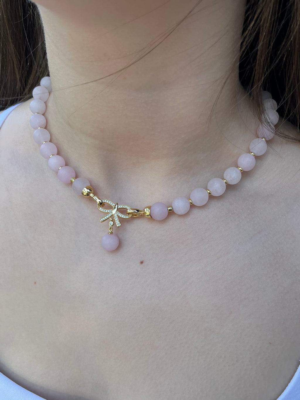Set: Rose Quartz Necklace and Earrings
