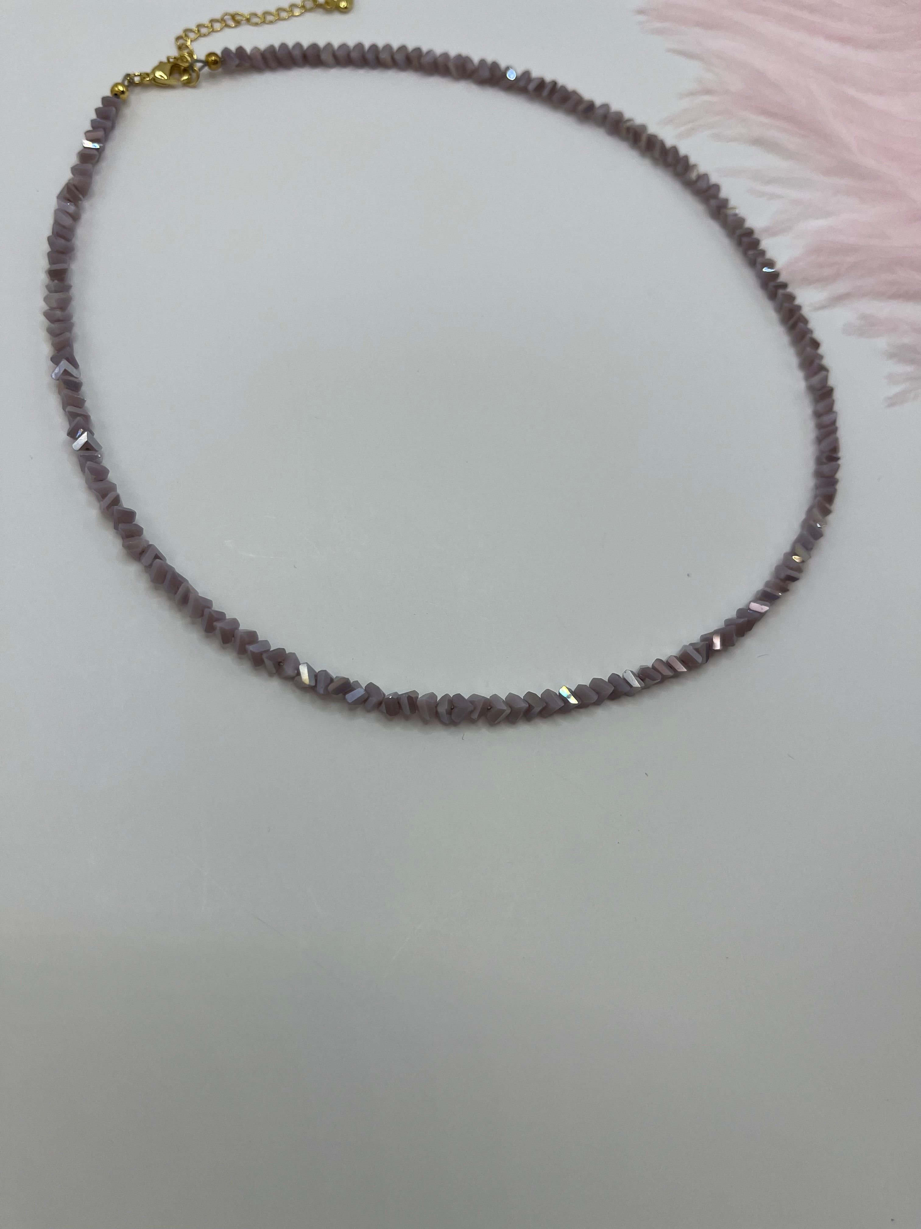 Delicate Crystal Choker Necklace – 4 Colors | Faceted Jewelry Crystal Beads | 18K Gold Plated Brass Chain |