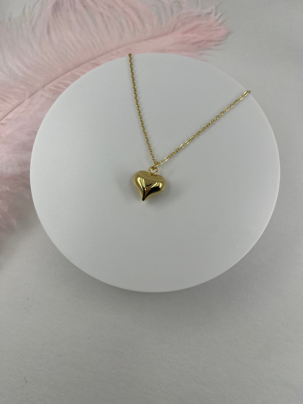 Gold Heart Necklace, Real 18K Gold Plated