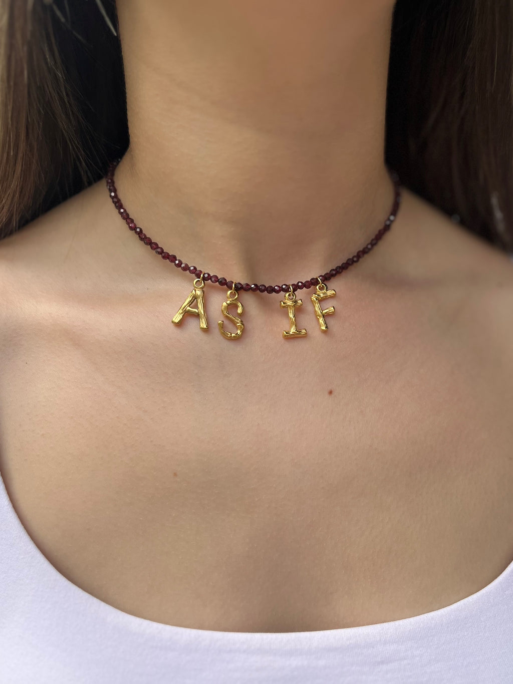 Natural Garnet choker with 18gold pendants AS IF