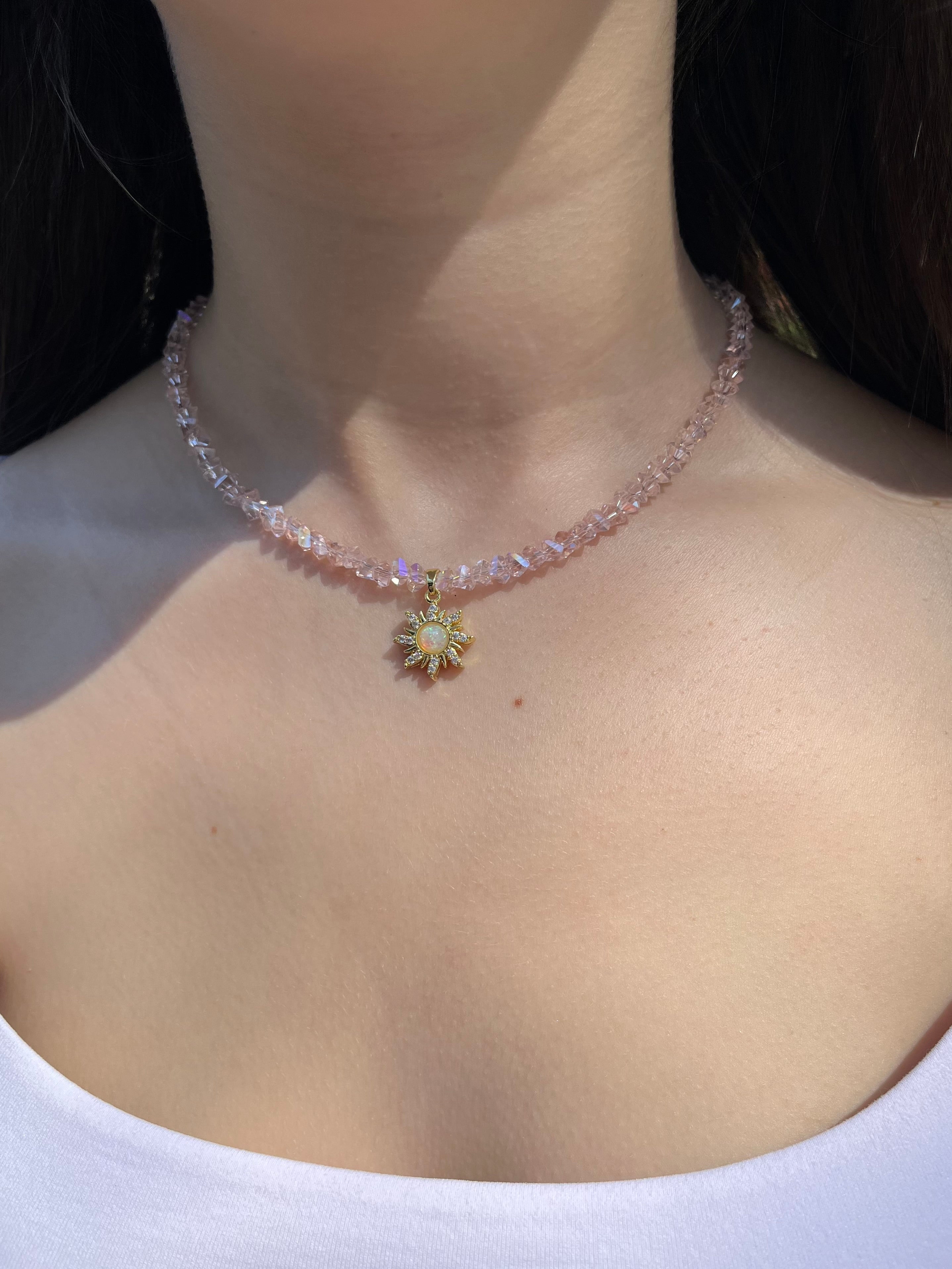 Sun Crystal Choker Necklace – 18K Gold Plated