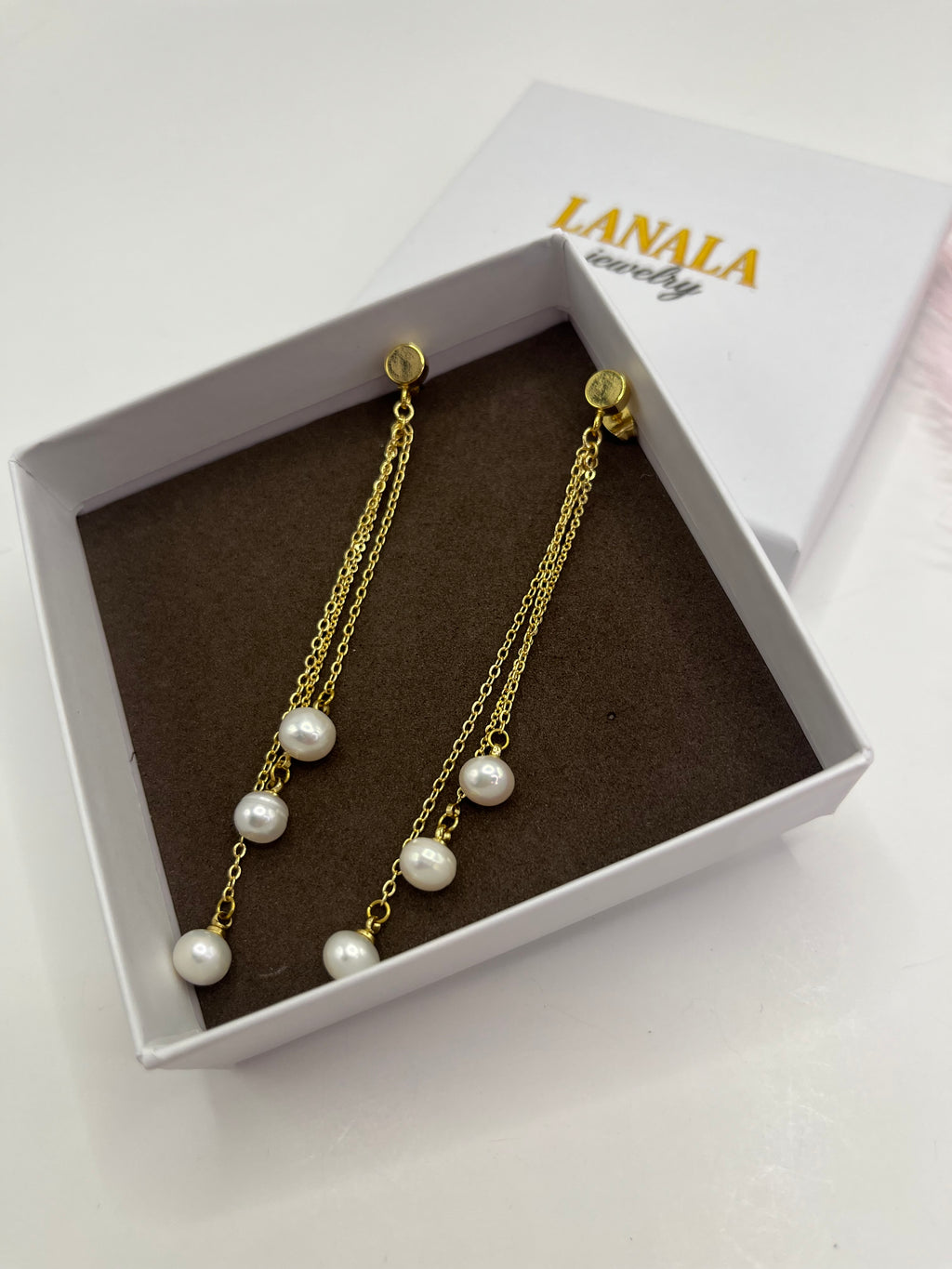 Long Natural Pearl Drop Earrings
