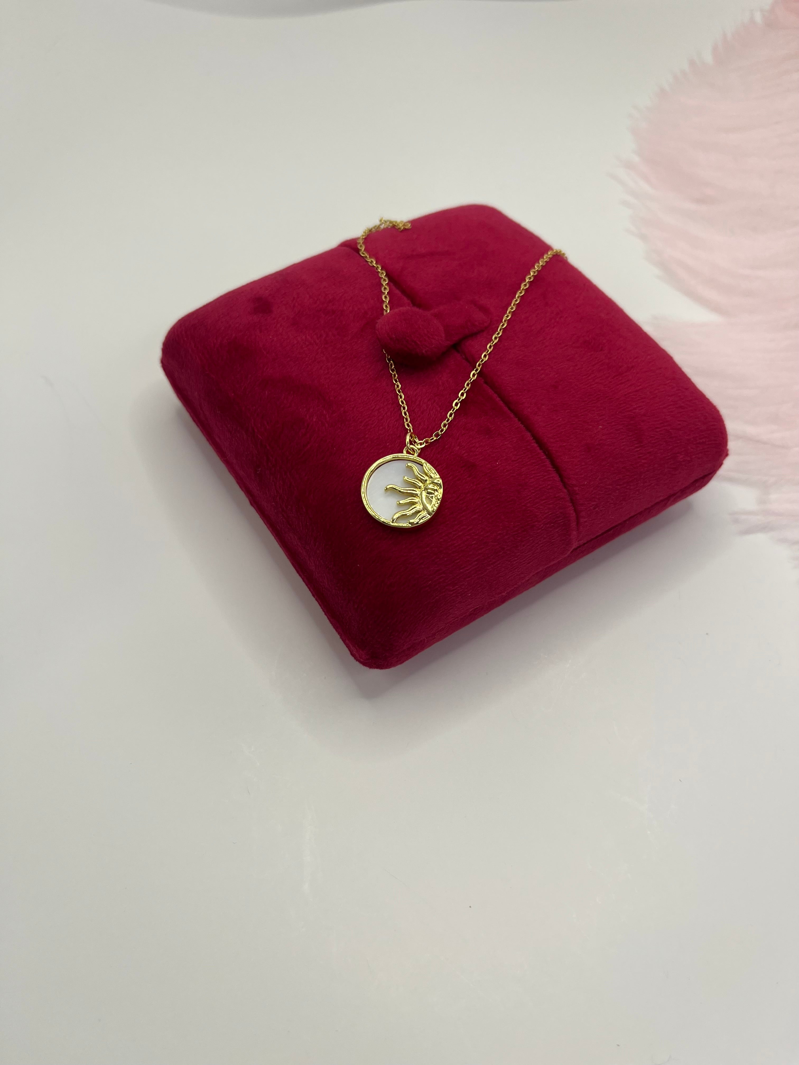 Sun Shell Necklace, Real 18K Gold Plated