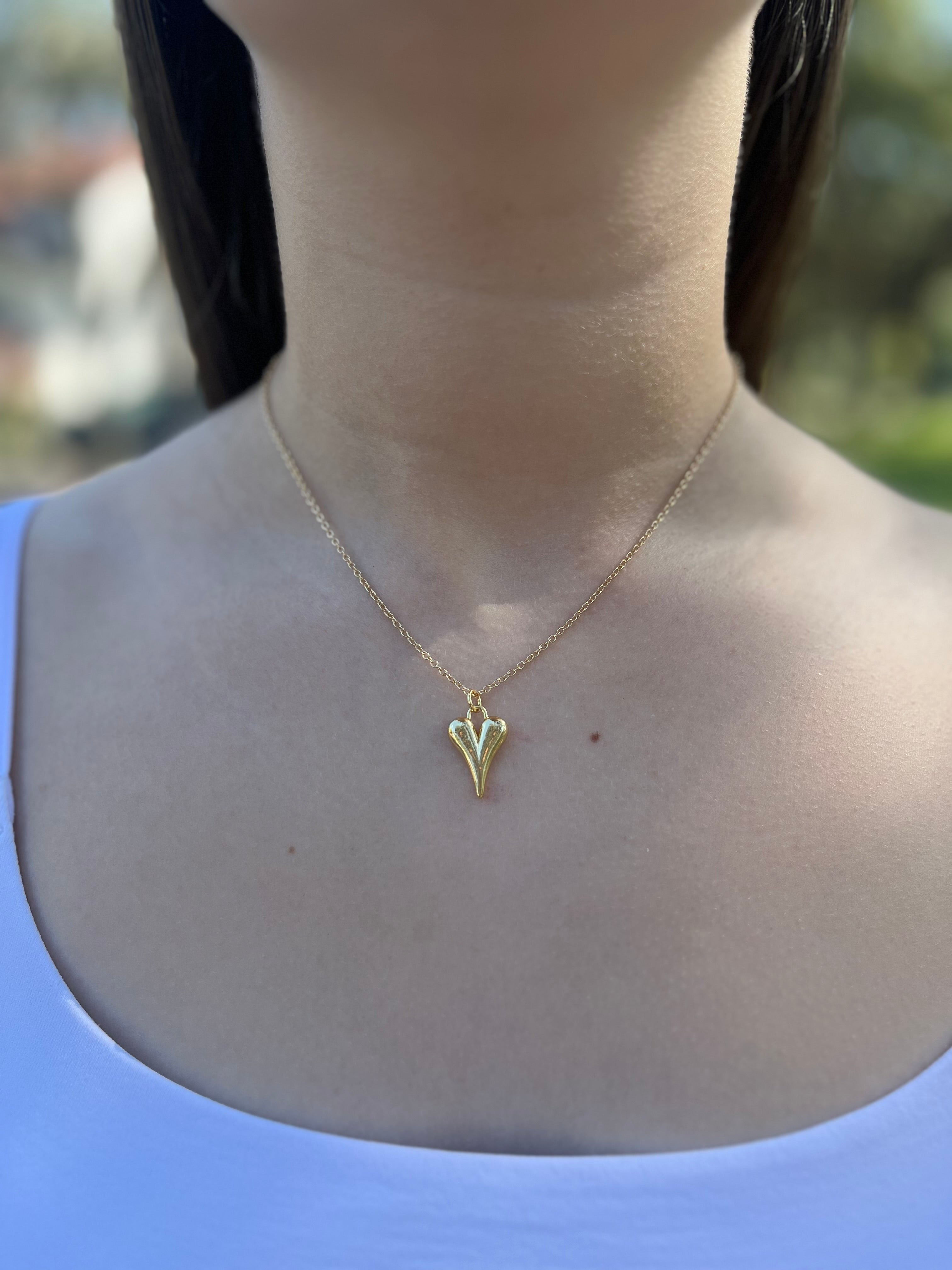 Heart Necklace, Real 18K Gold Plated