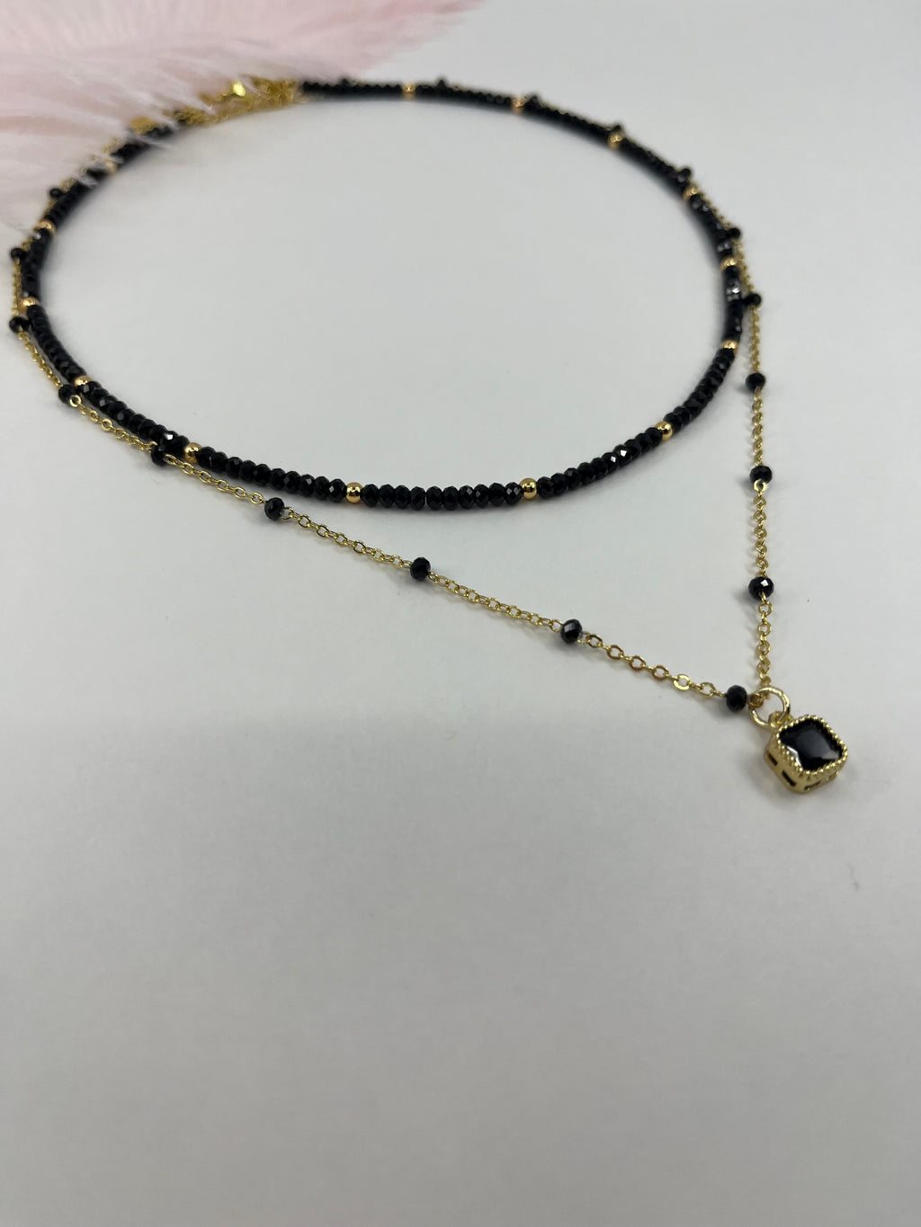 Layered Spinel necklace, zirconia 18K Gold Plated pendant