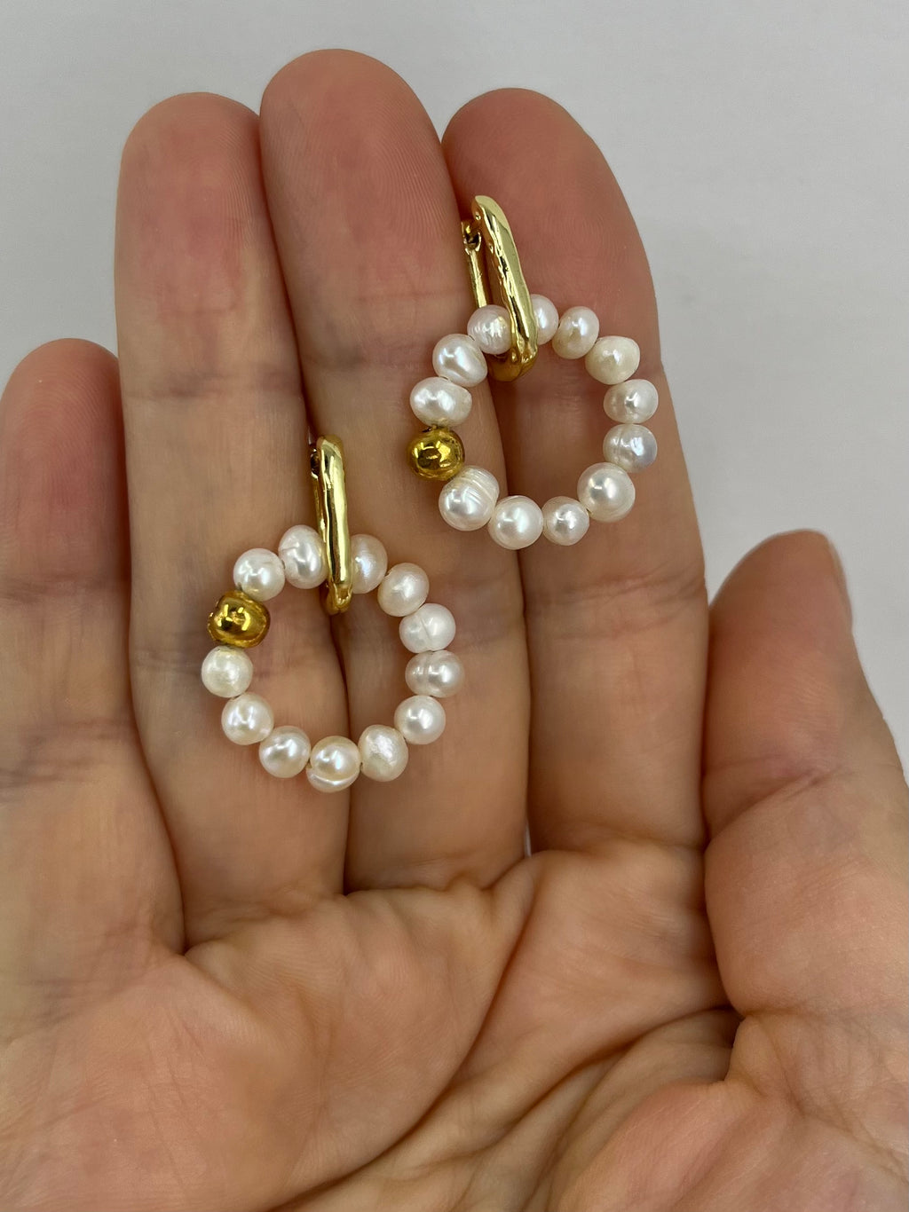 Natural Pearl Hoop Earrings