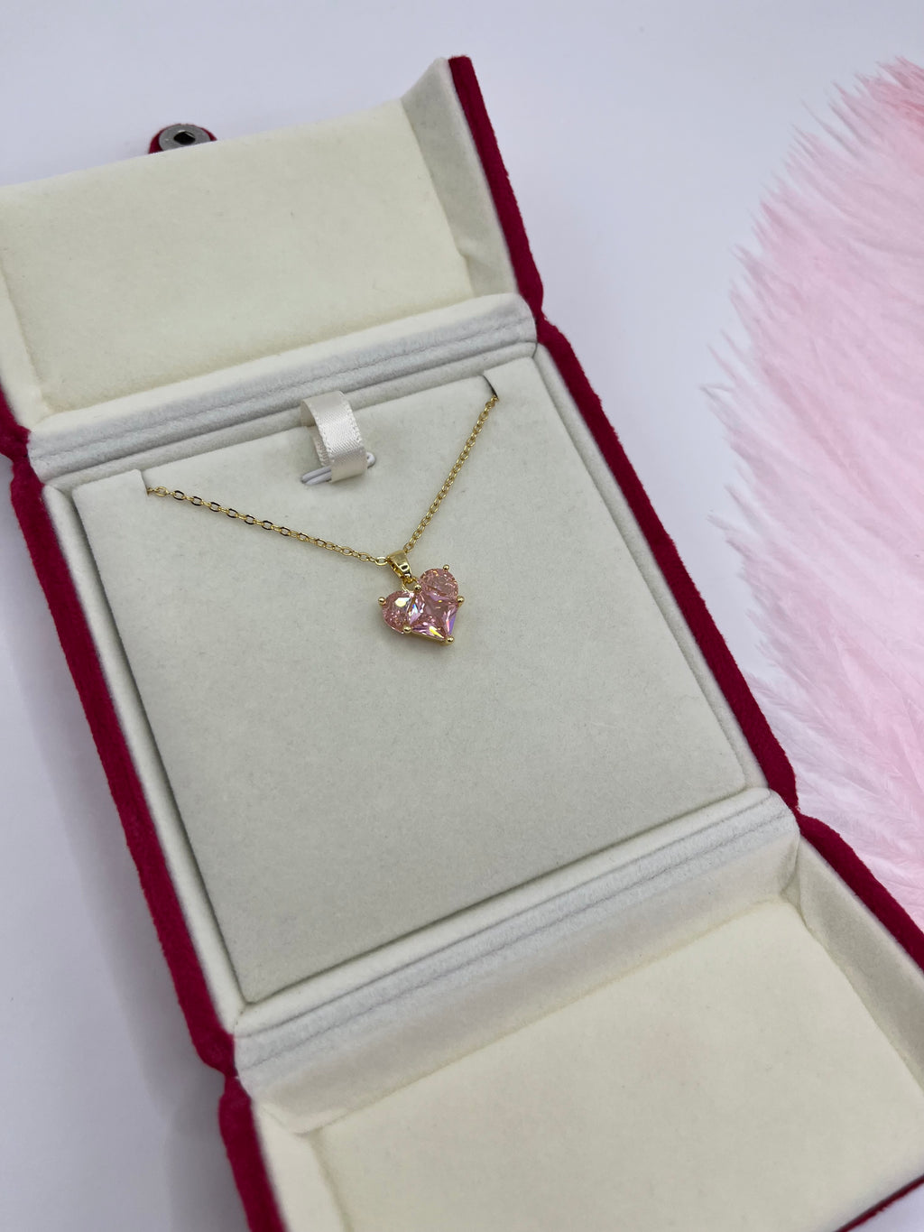 Heart Zirconia Necklace, Real 18K Gold Plated