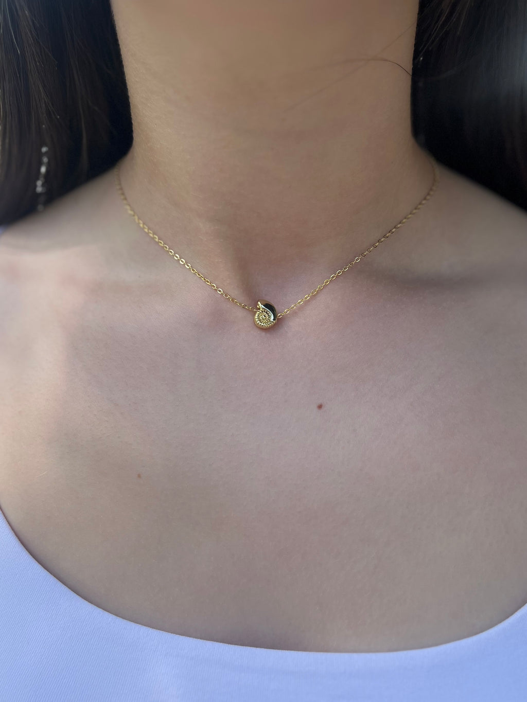 Necklace with 14K Gold shell pendant