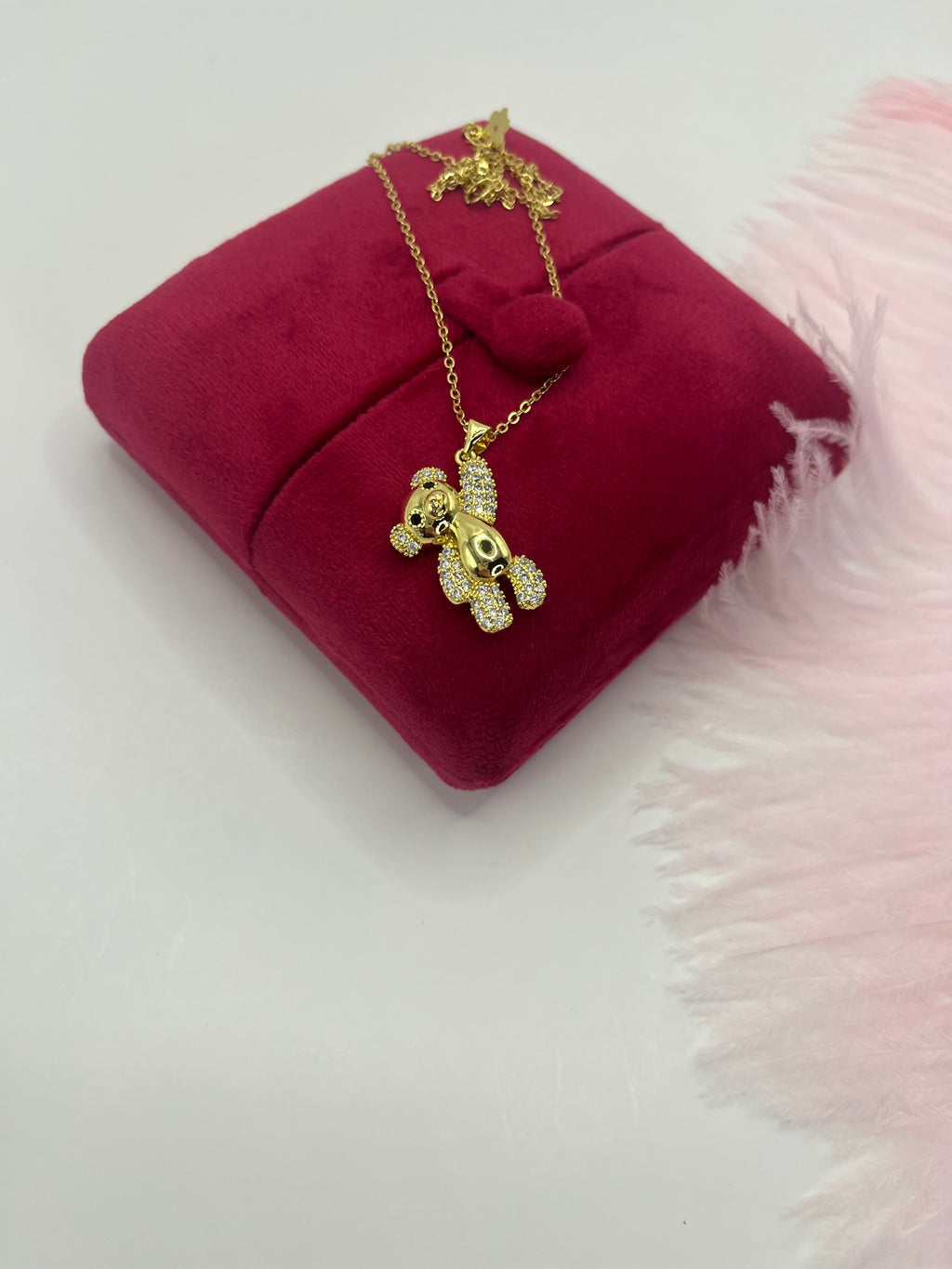 Teddy Bear Necklace, pendant  Real 16K Gold Plated