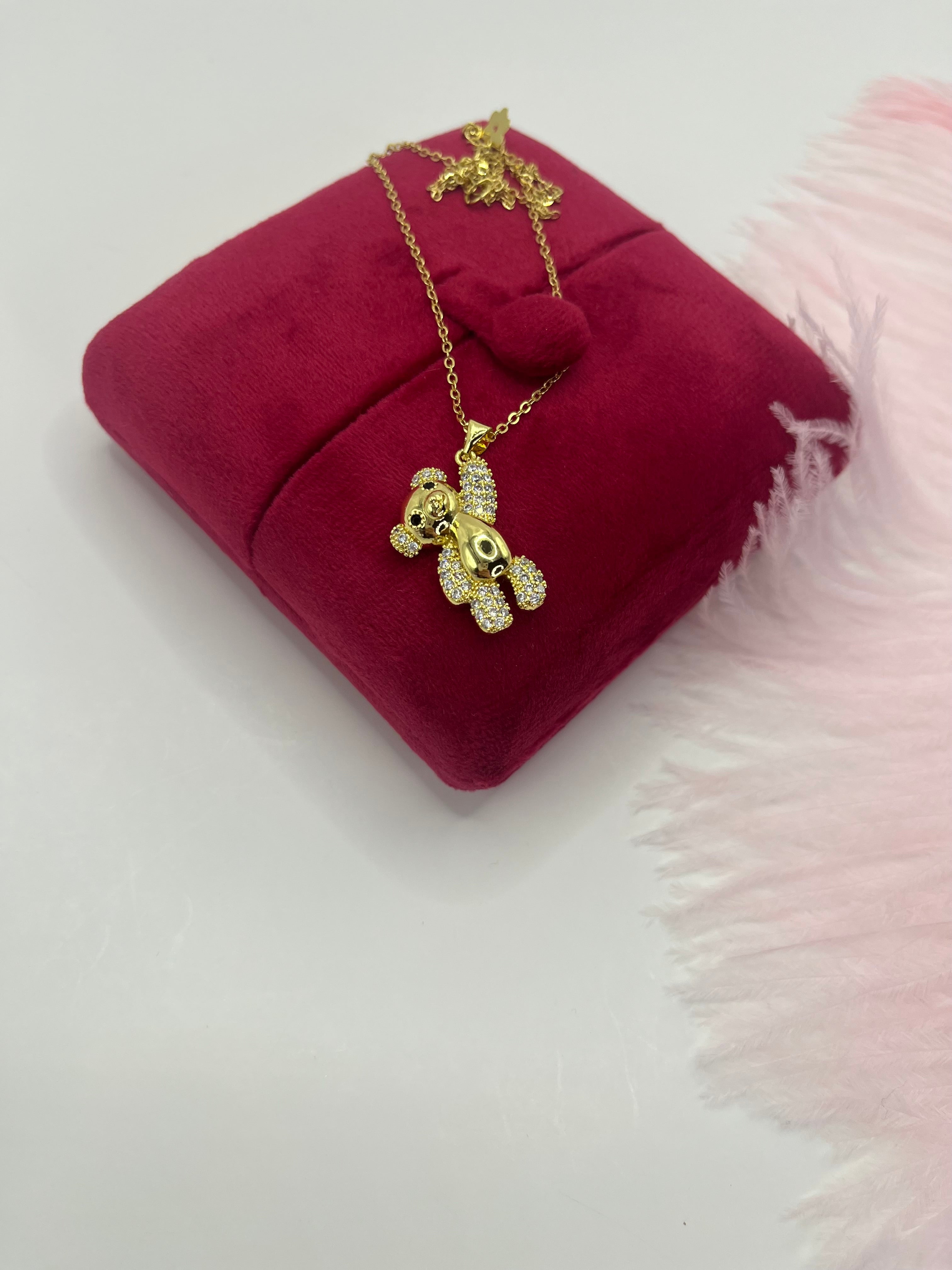 Teddy Bear Necklace, pendant  Real 16K Gold Plated
