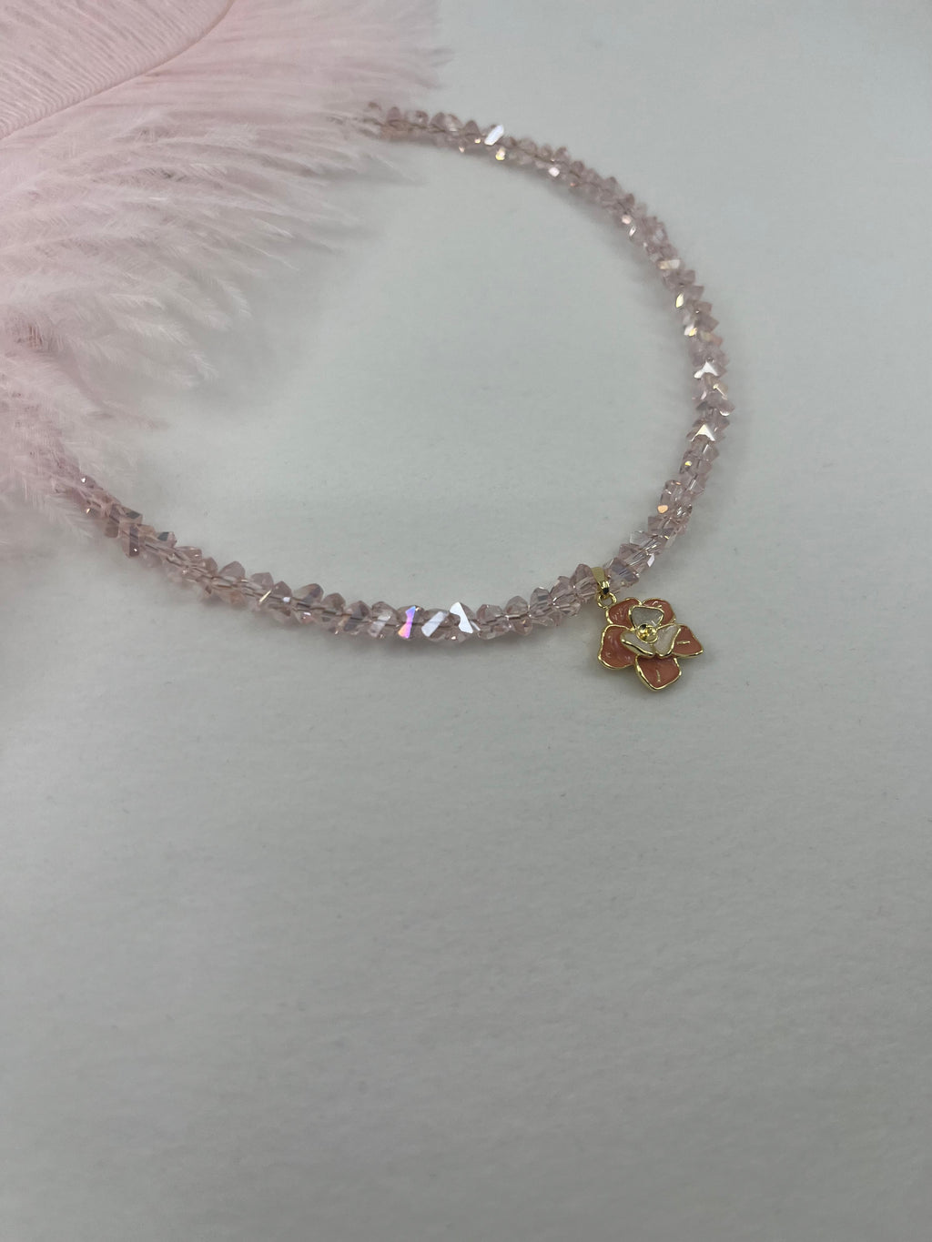 Enamel Flower Crystal Choker Necklace – 18K Gold Plated