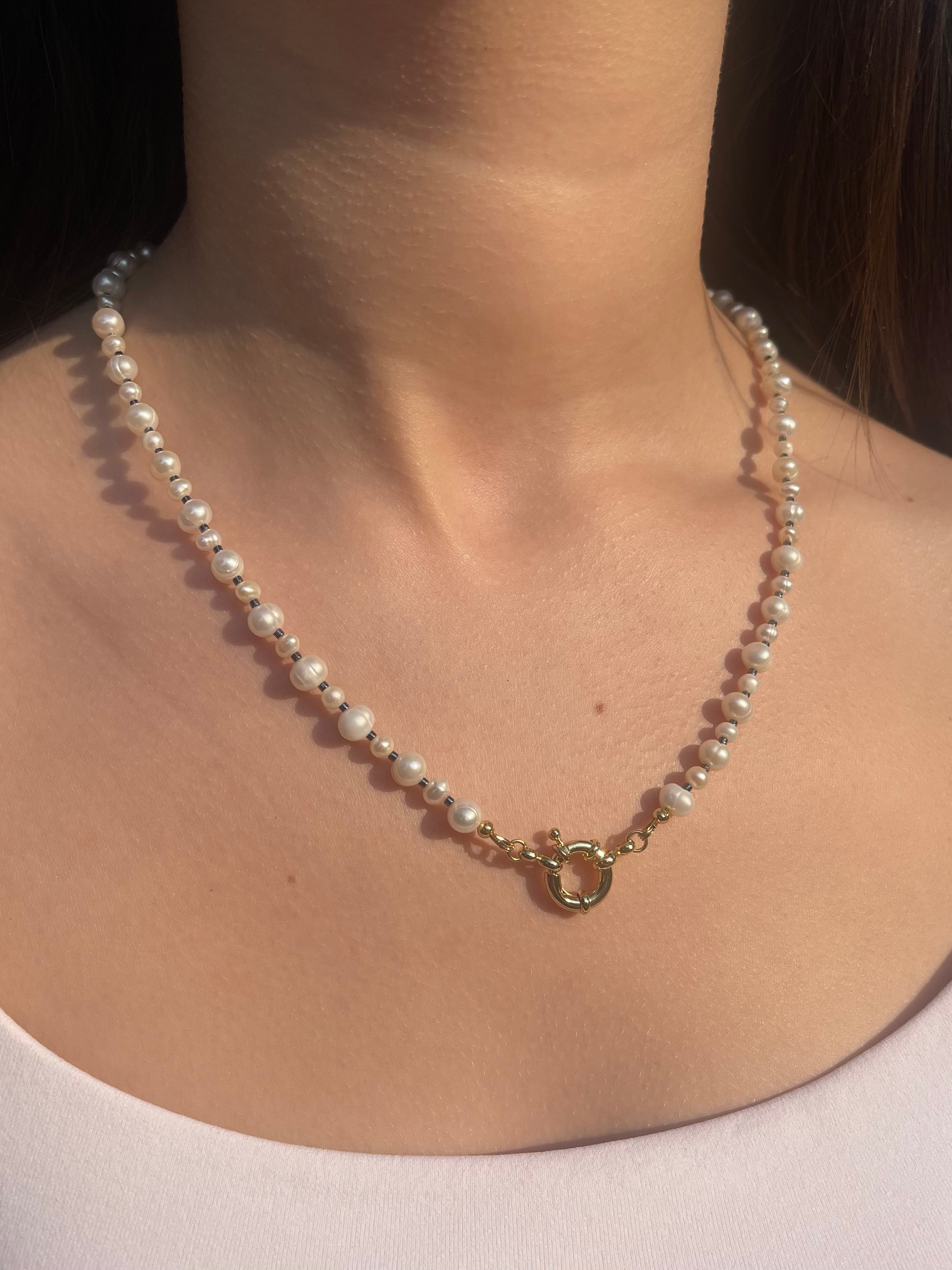Unisex Freshwater Pearl Necklace – 24k Gold Plated Clasp