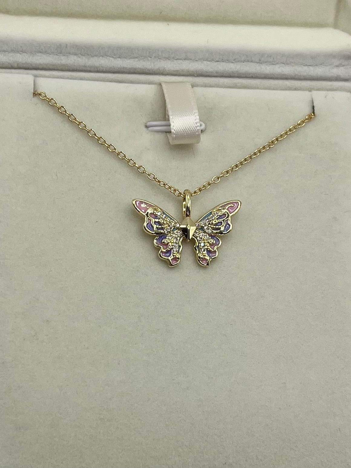 Butterfly Necklace, Real 18K Gold Plated