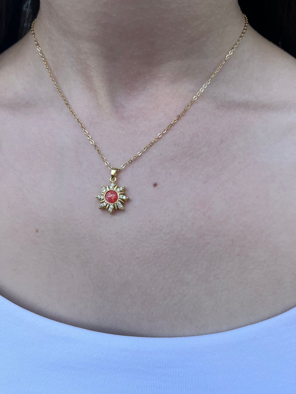 18K Gold Sun Pendant Necklace
