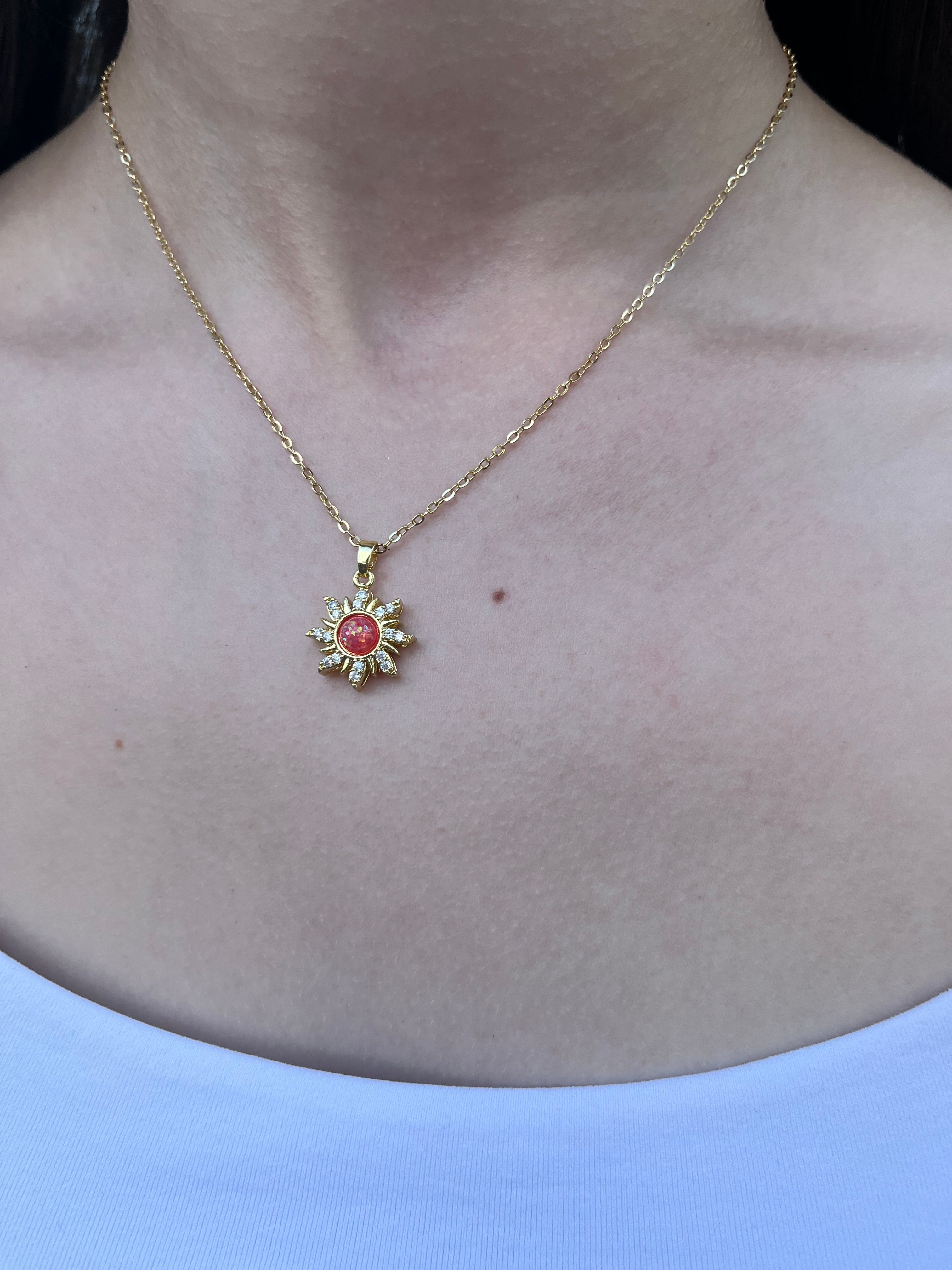 18K Gold Sun Pendant Necklace
