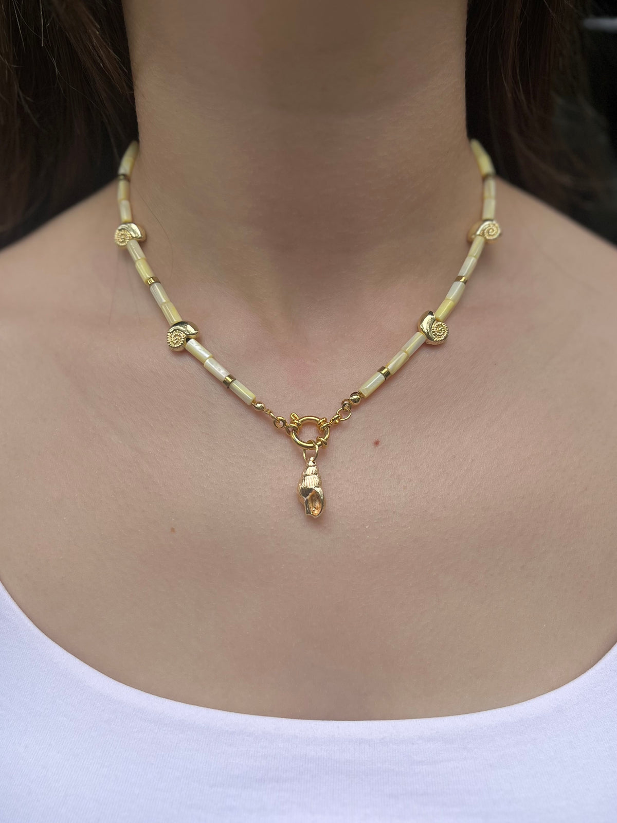 Natural Shell Necklace with Conch/Star/Fish Charm, 18K Gold Plated