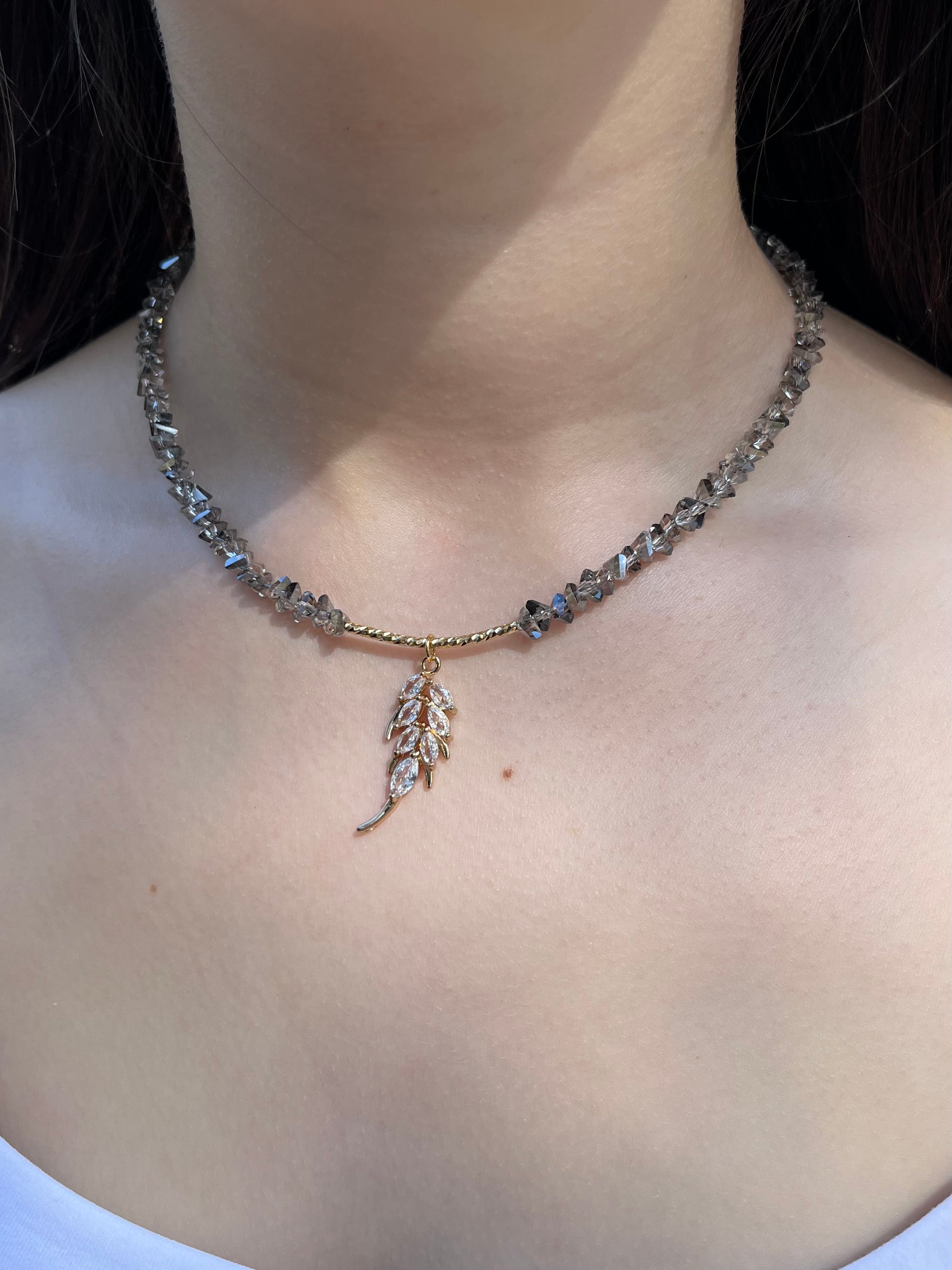 Set: Jeaf Crystal Necklace and Earrings – 18K Gold Plated, Cubic Zirconia