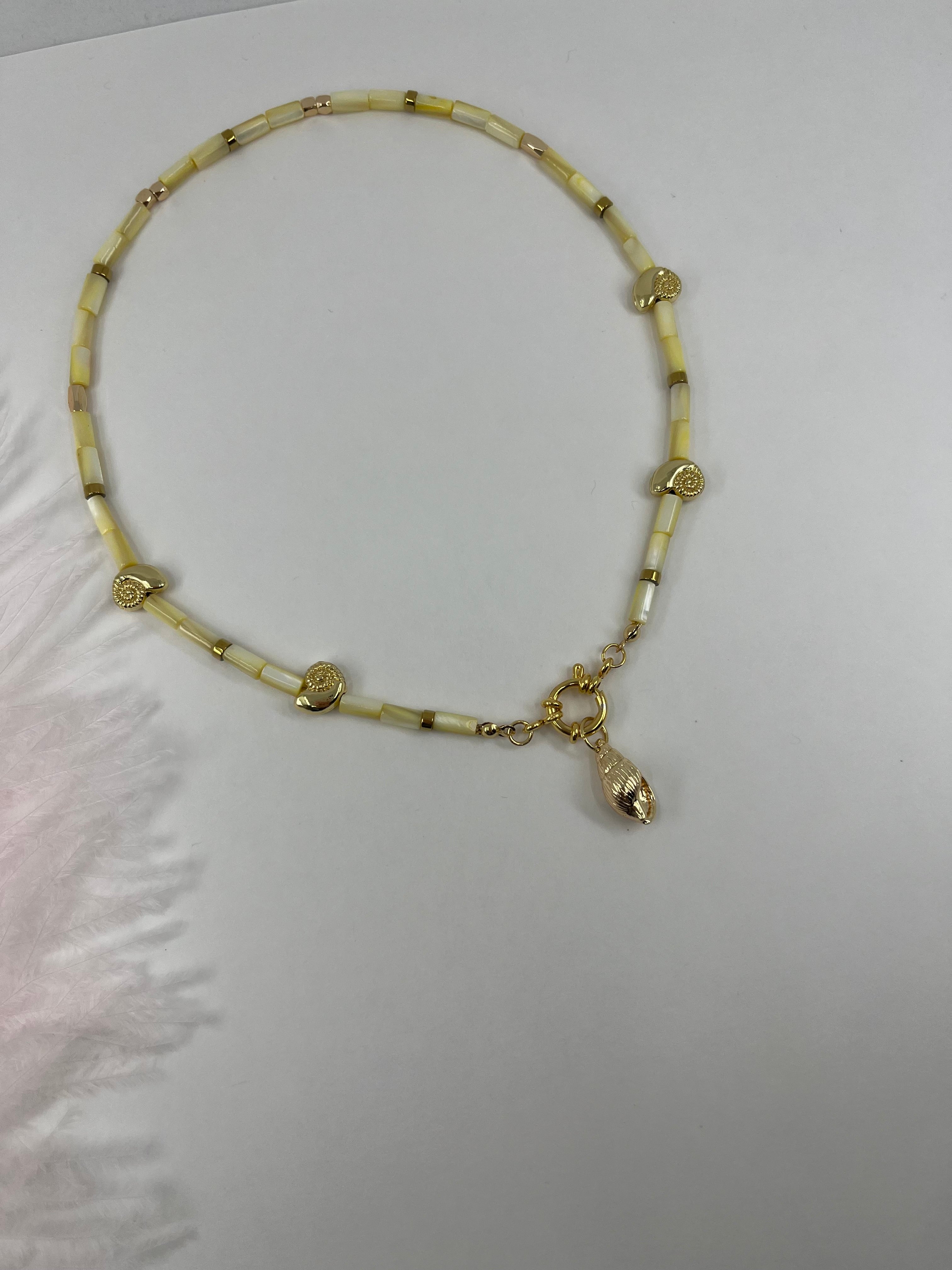 Natural Shell Necklace with Conch/Star/Fish Charm, 18K Gold Plated