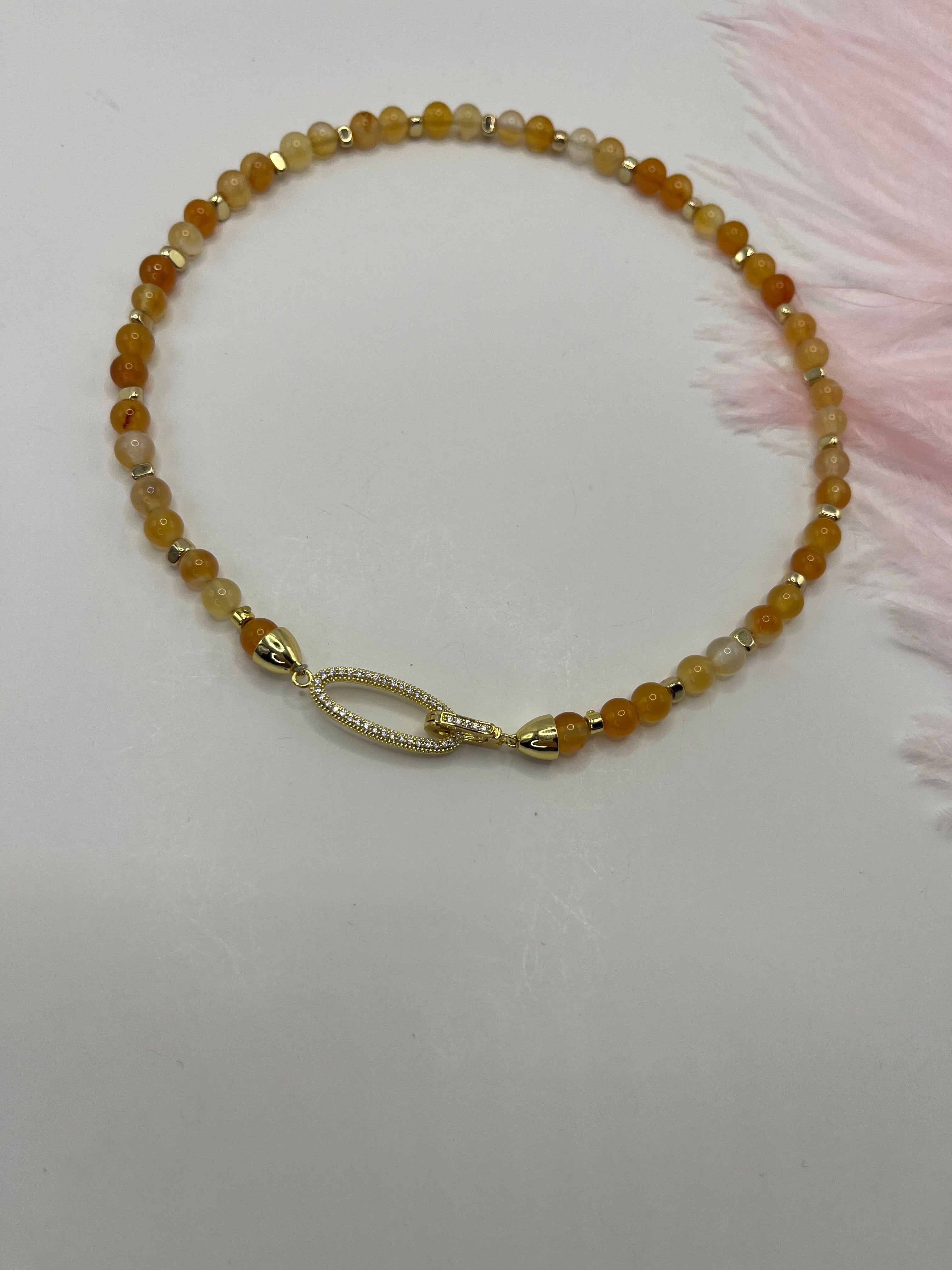 Natural Carnelian Necklace with 18K Gold Clasp
