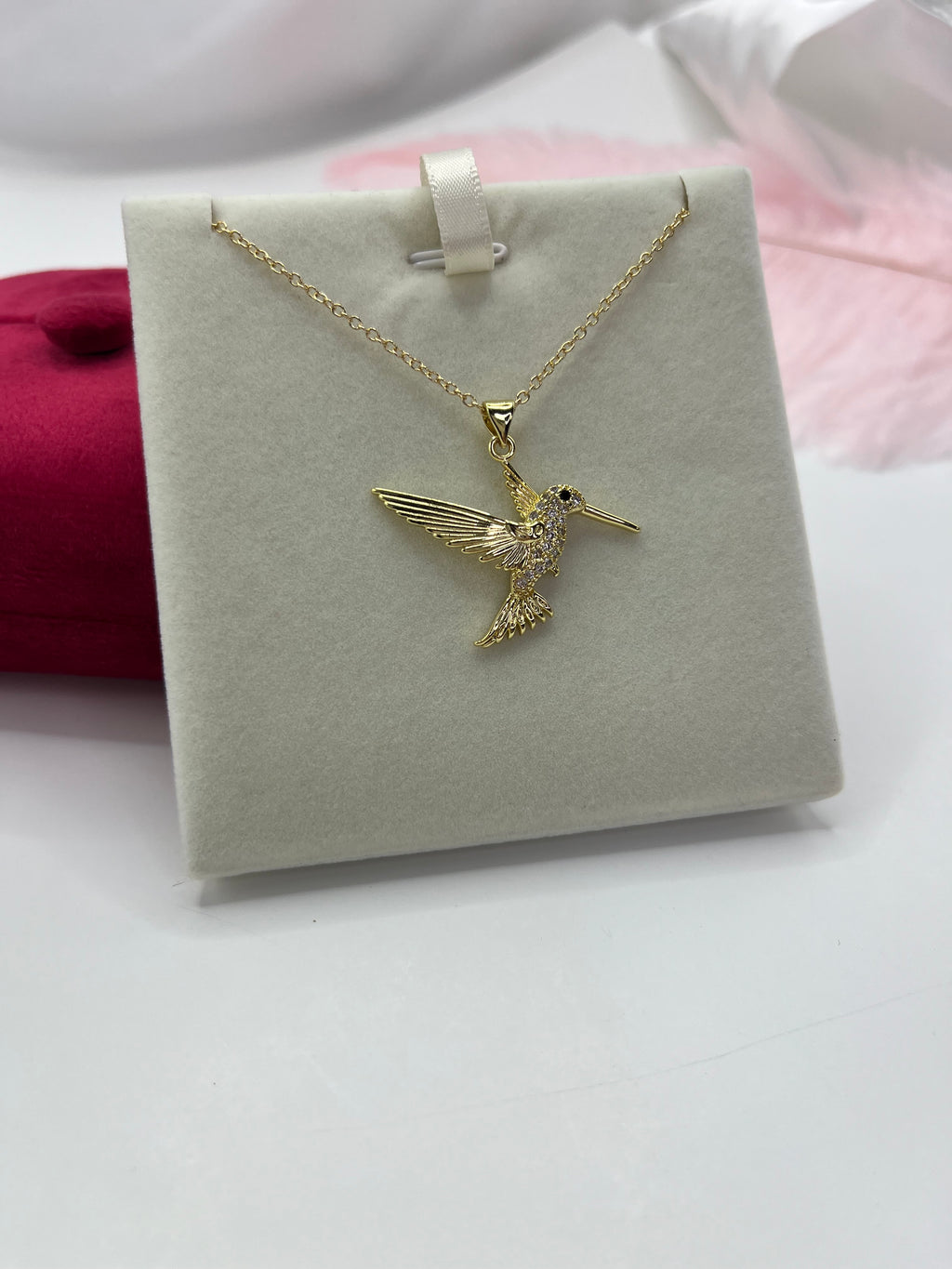 Hummingbird Necklace, Real 18K Gold Plated