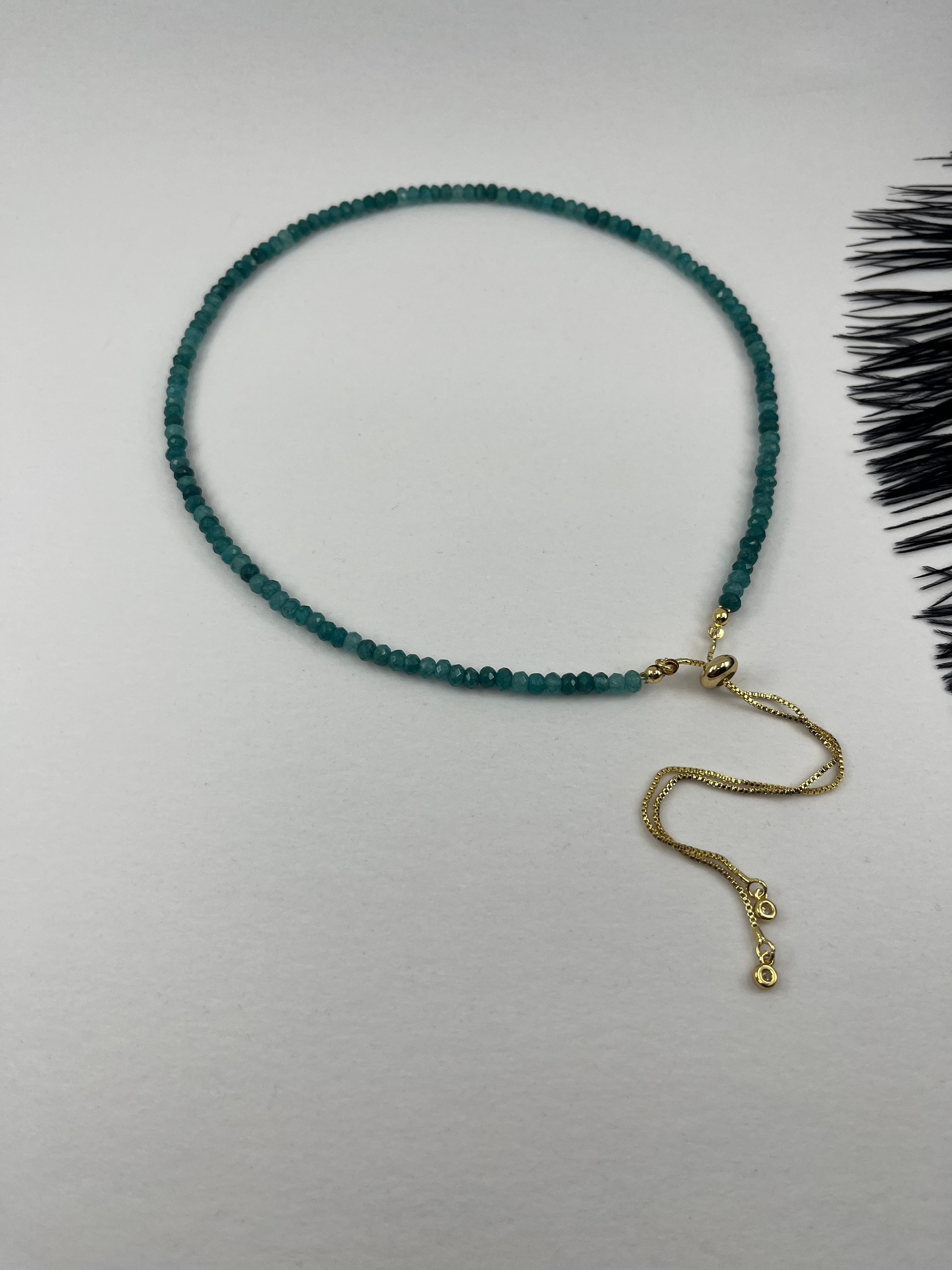 Set: Natural Malaysia Jade Y-Necklace & Earrings, Dark Cyan