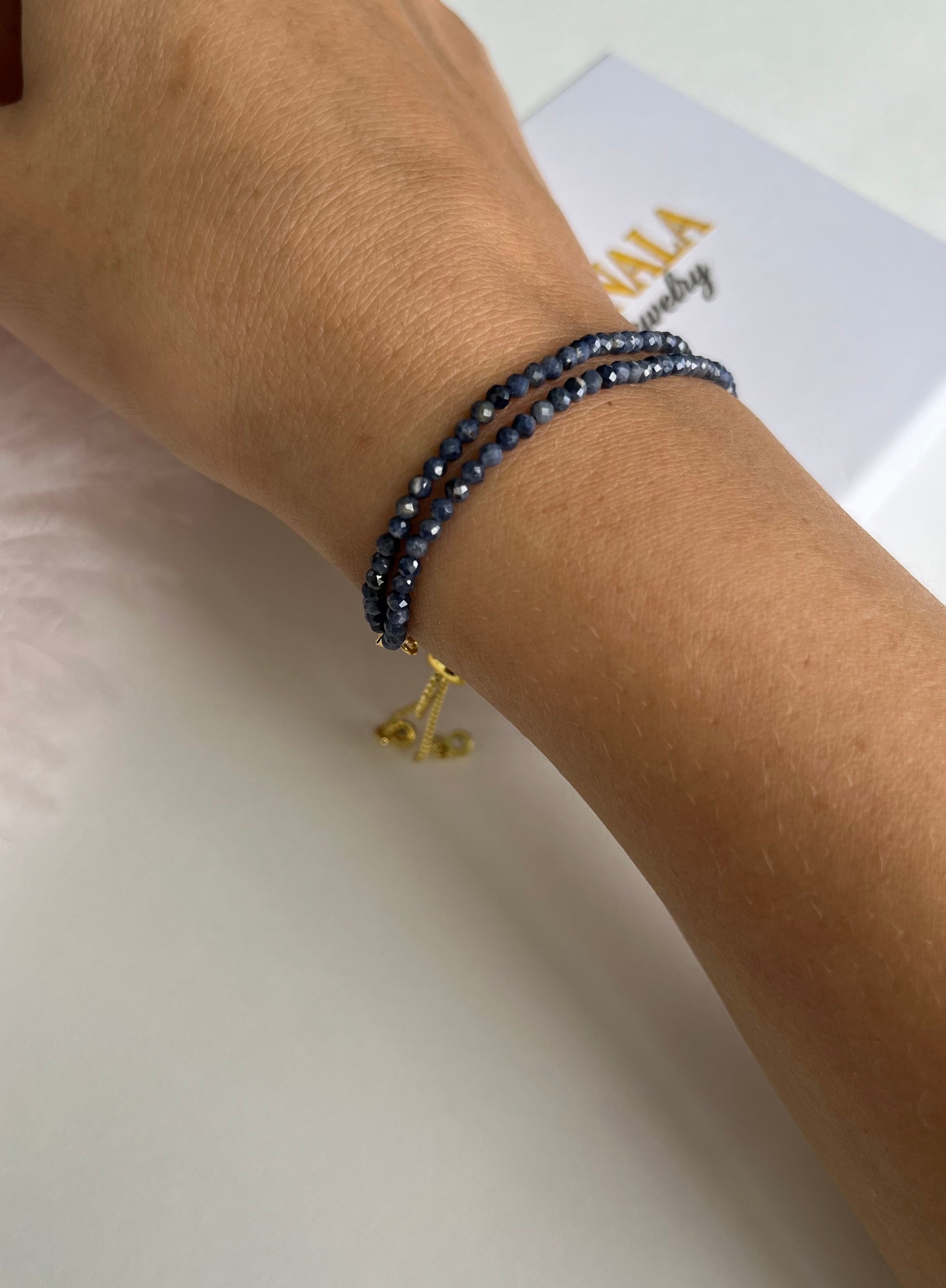 Sapphire layered bracelet with 18K Gold Plated slider