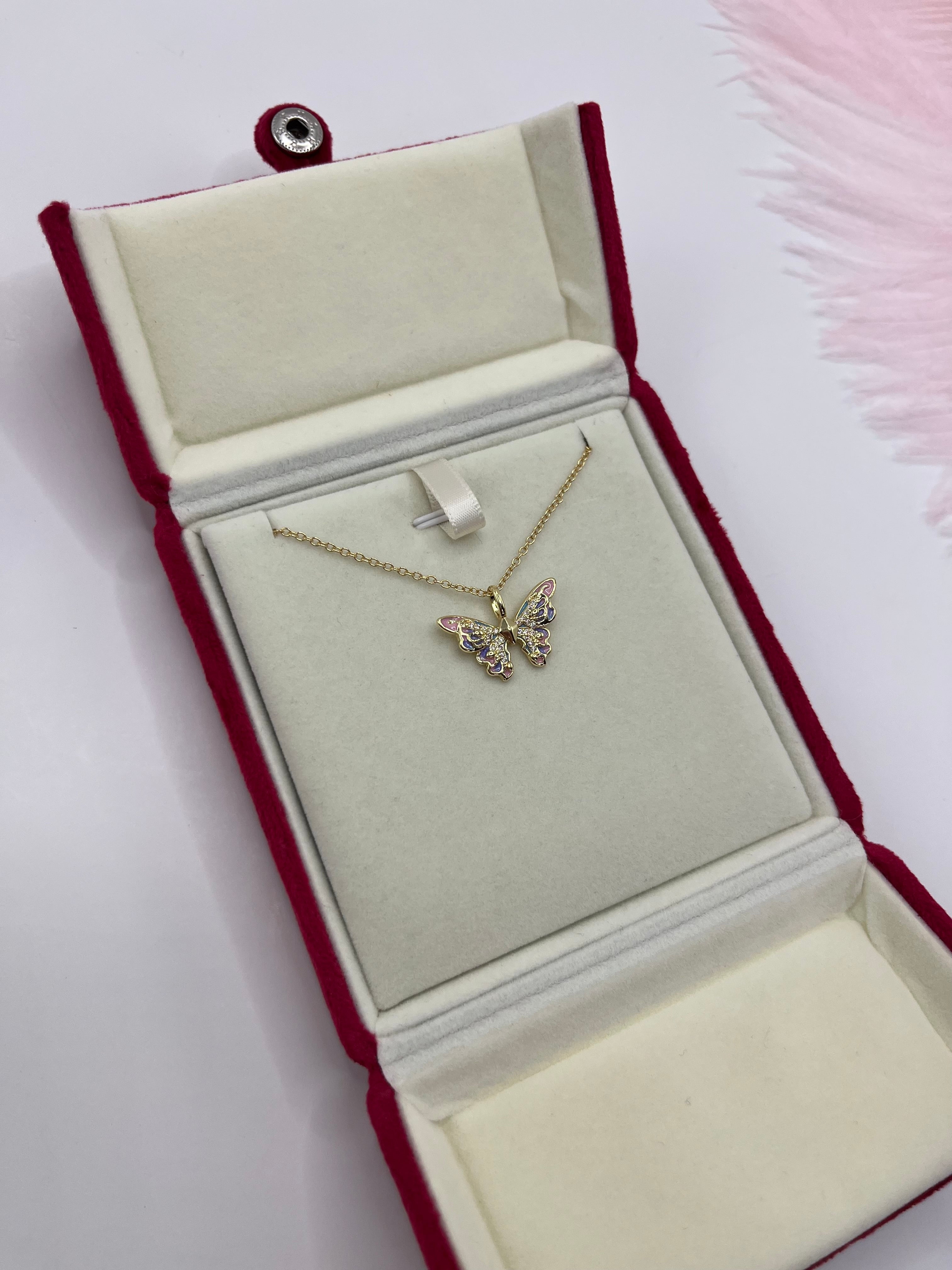 Butterfly Necklace, Real 18K Gold Plated