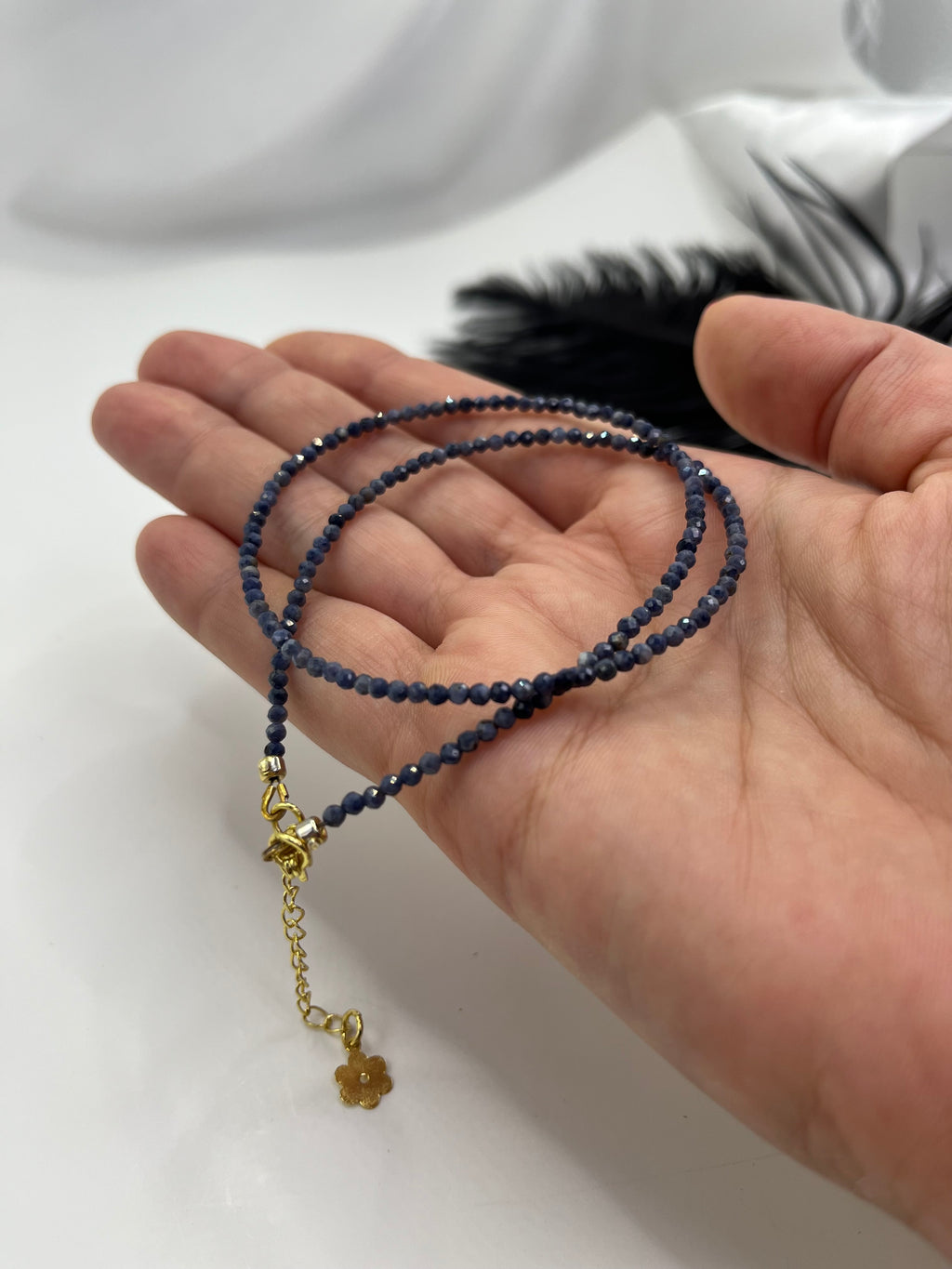 Sapphire Necklace: 18K Gold Plated clasp