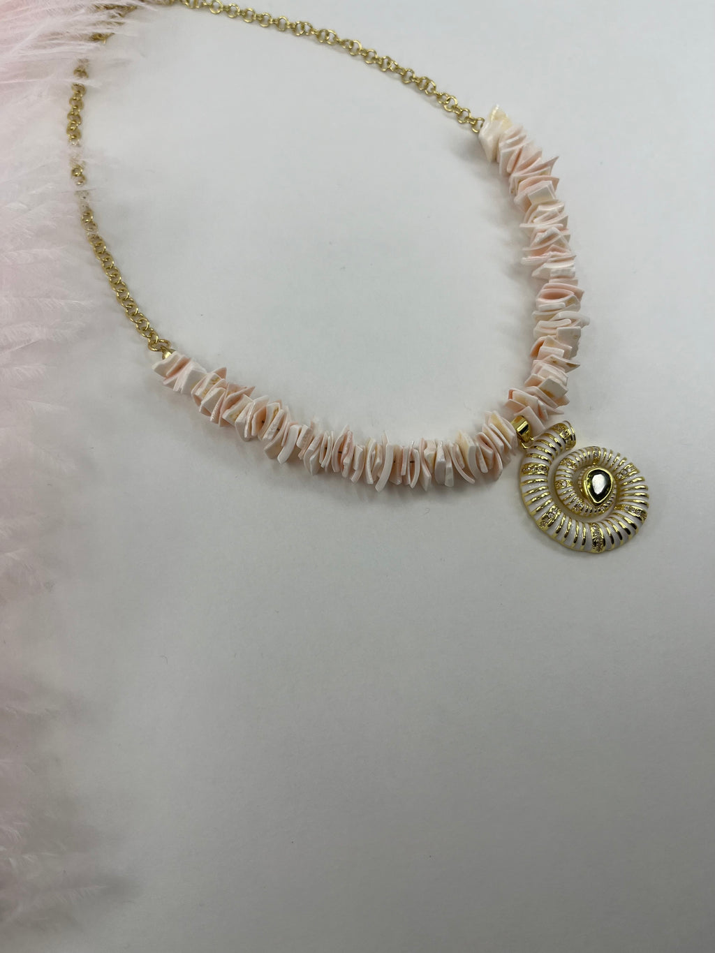 Natural Shell Necklace with Conch Charm, 18K Gold Plated