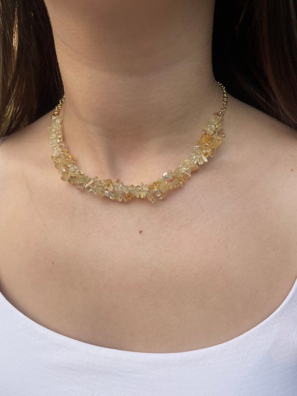 Natural Citrine Necklace, 18k gold plated