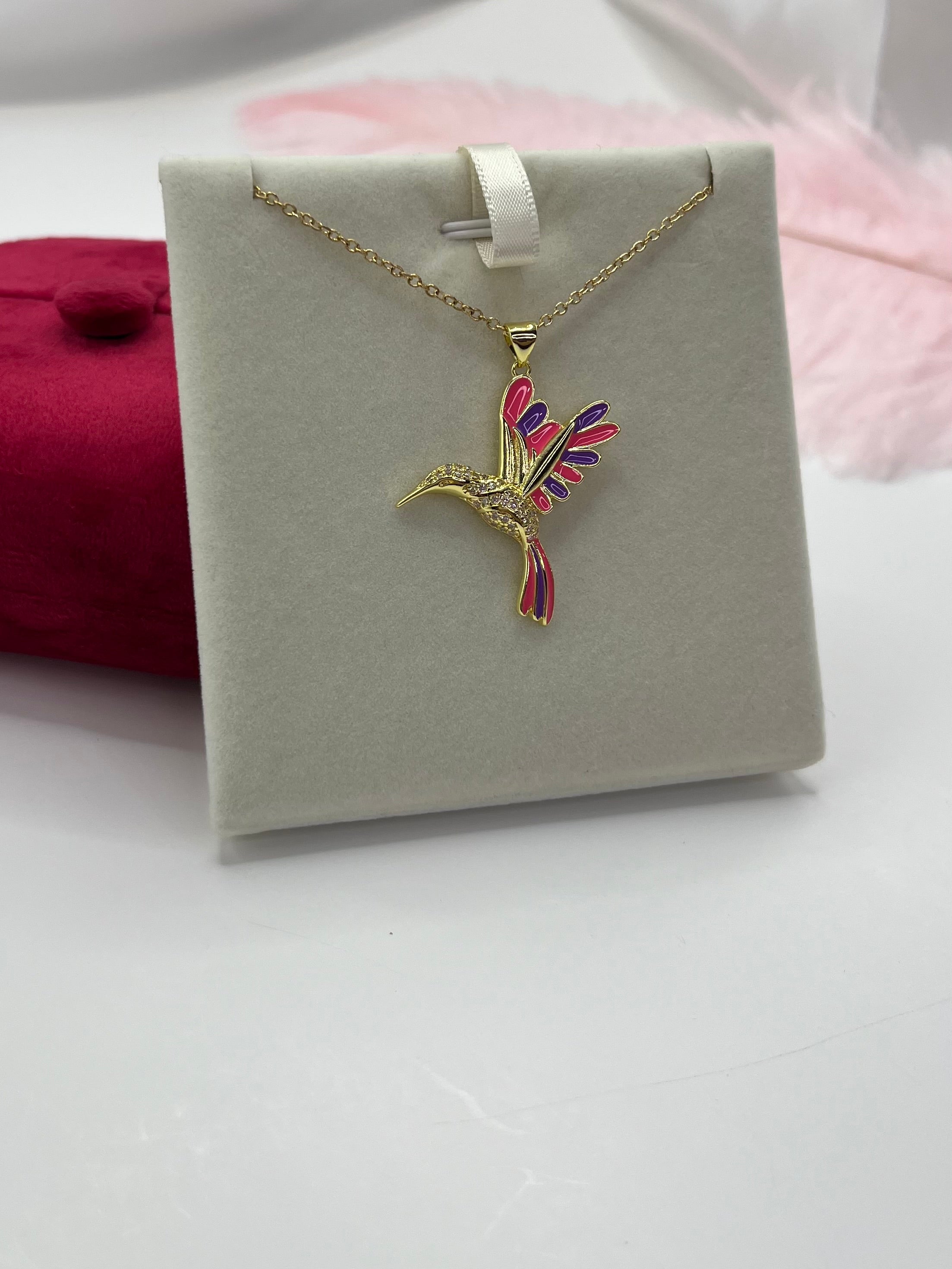 Hummingbird Necklace, Real 18K Gold Plated